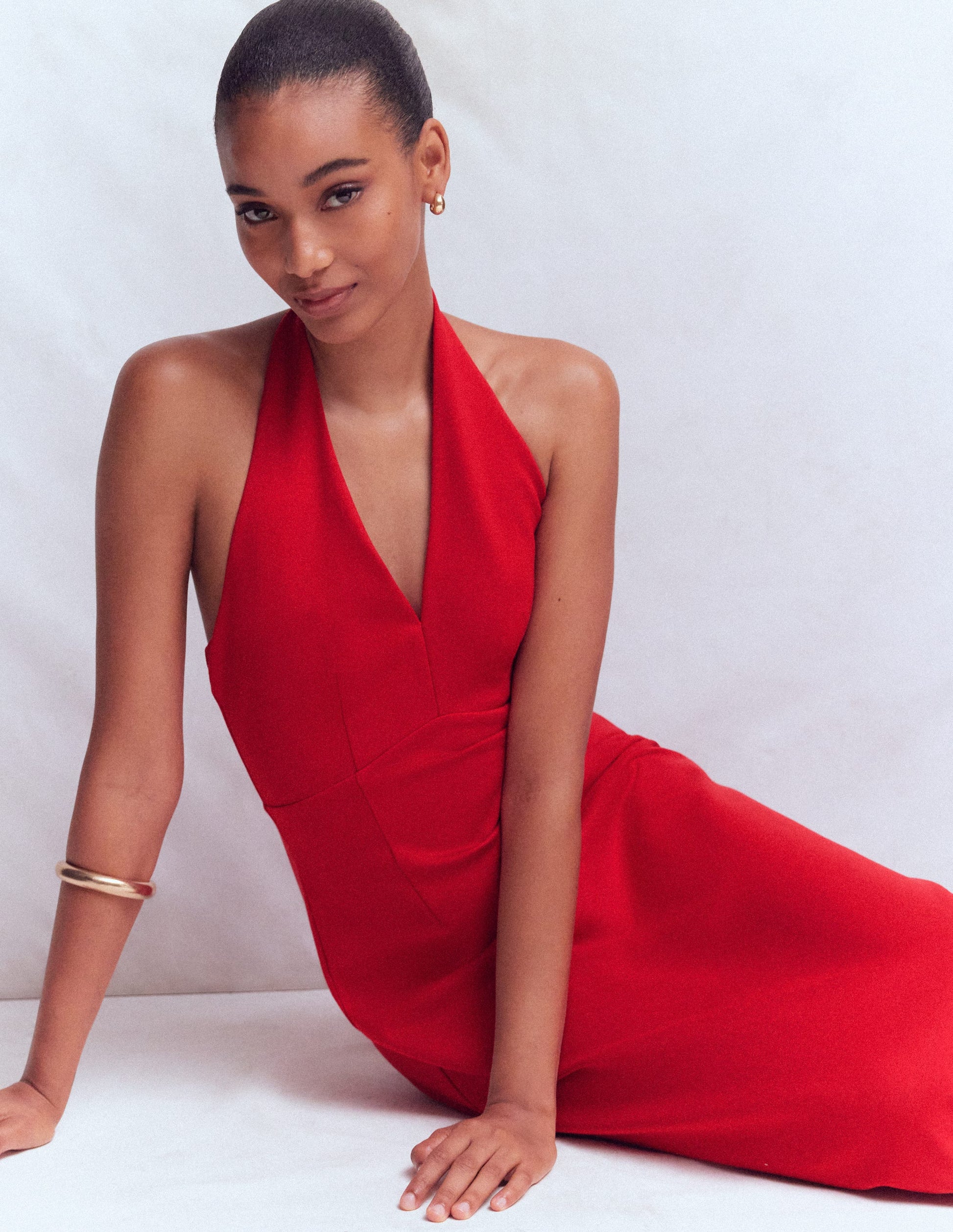 Halter Neck Jersey Maxi Dress-Red | Boden UK Halter Neck Jersey Maxi Dress-Red | Boden UK