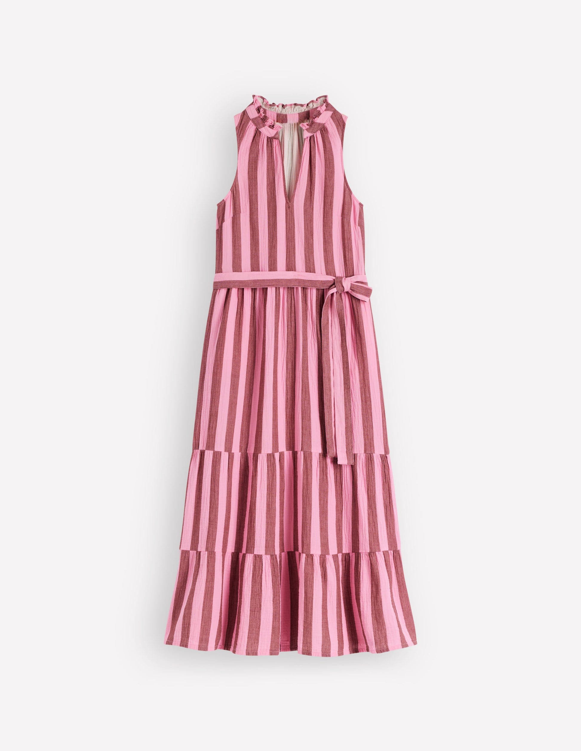 Viv Double Cloth Maxi Dress-Brown Pink Stripe-9