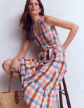 Viv Double Cloth Maxi Dress-Multi Check
