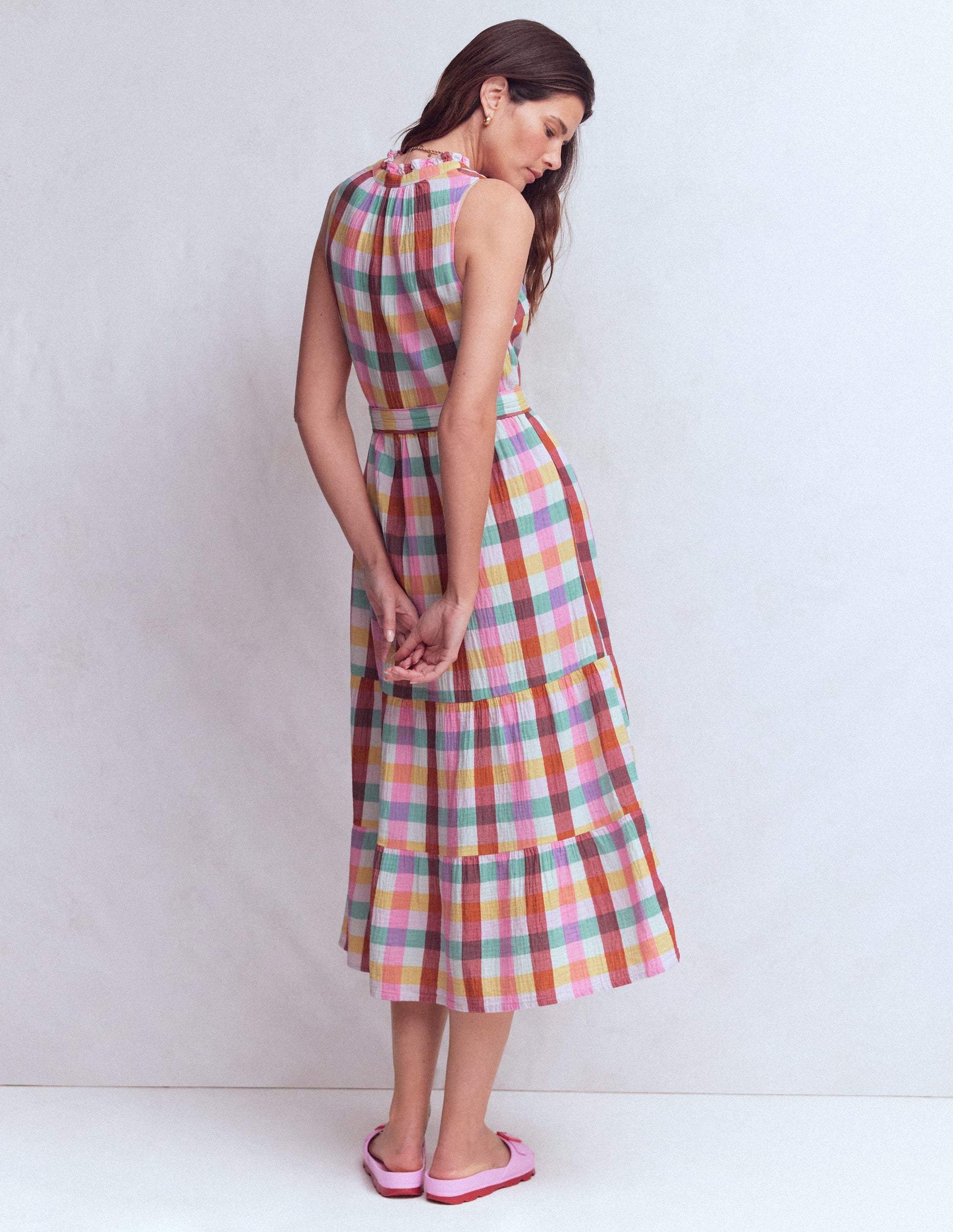 Viv Double Cloth Maxi Dress-Multi Check-3