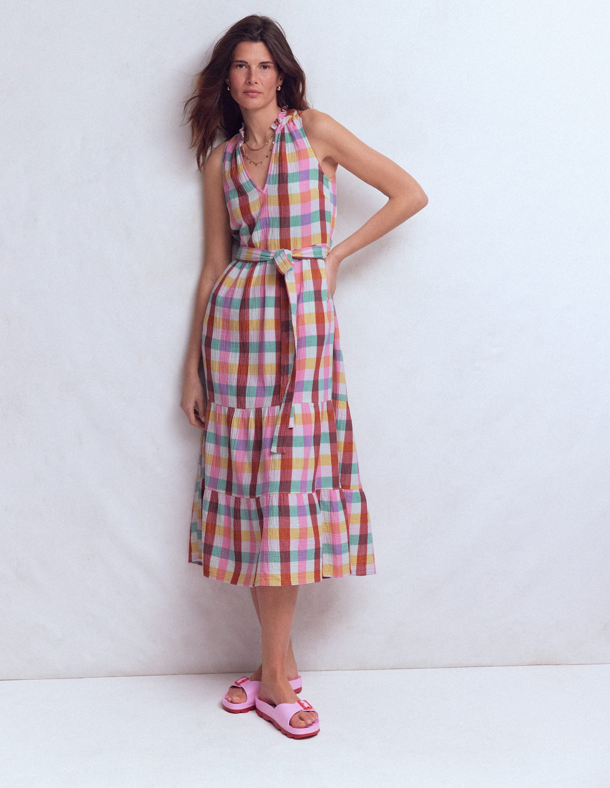 Viv Double Cloth Maxi Dress-Multi Check-4