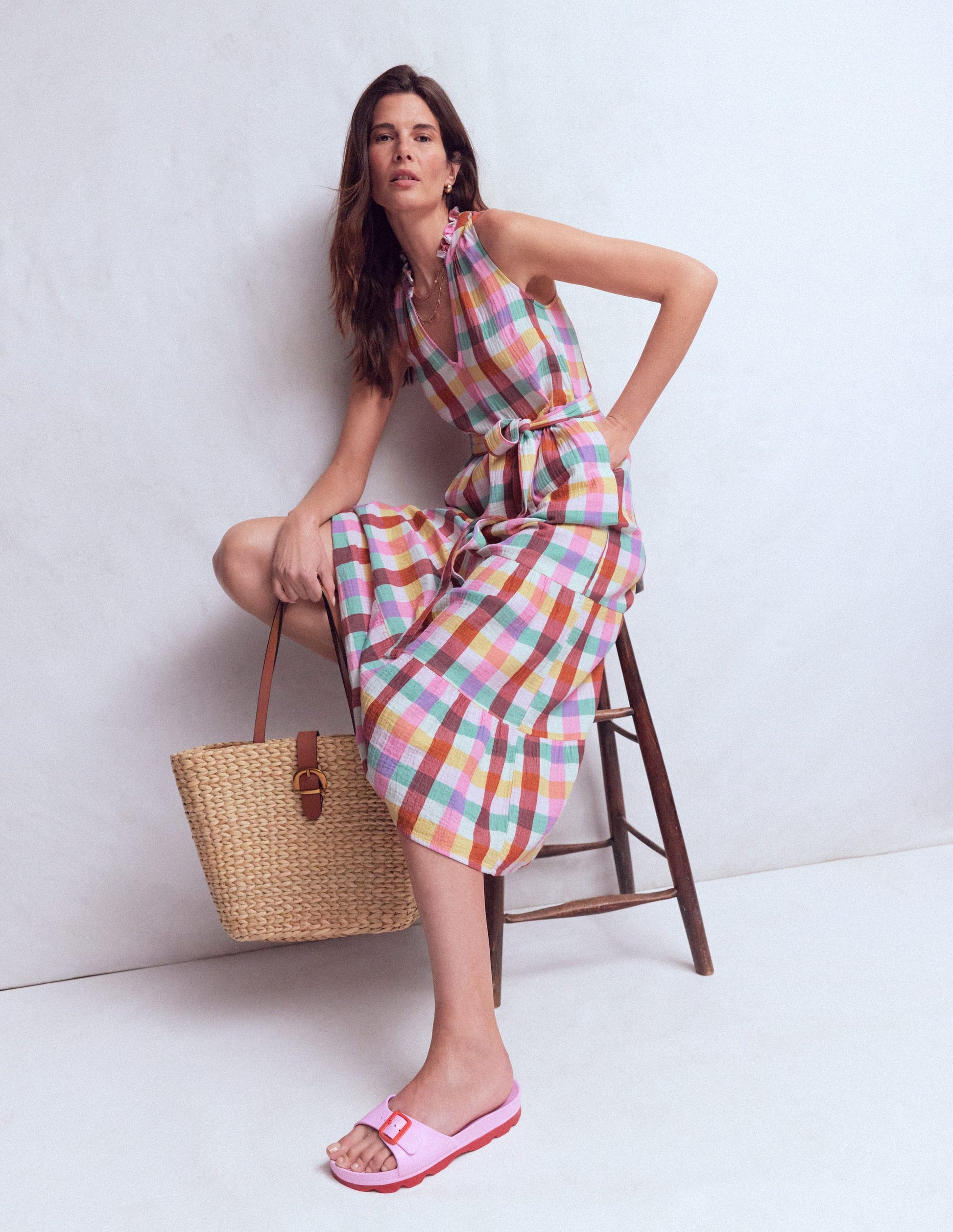 Viv Double Cloth Maxi Dress-Multi Check-6