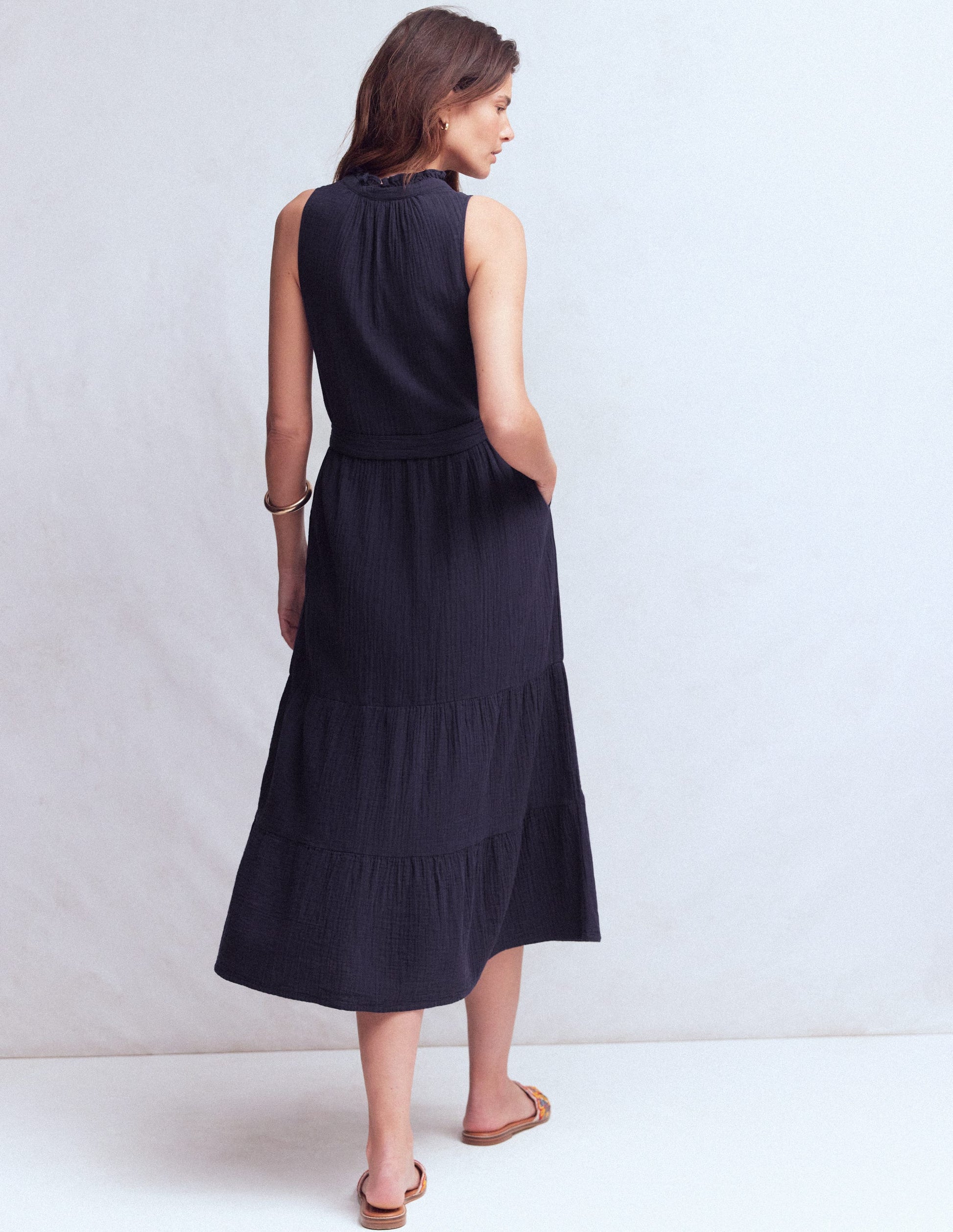 Viv Double Cloth Maxi Dress-Navy | Boden UK Viv Double Cloth Maxi Dress-Navy | Boden UK
