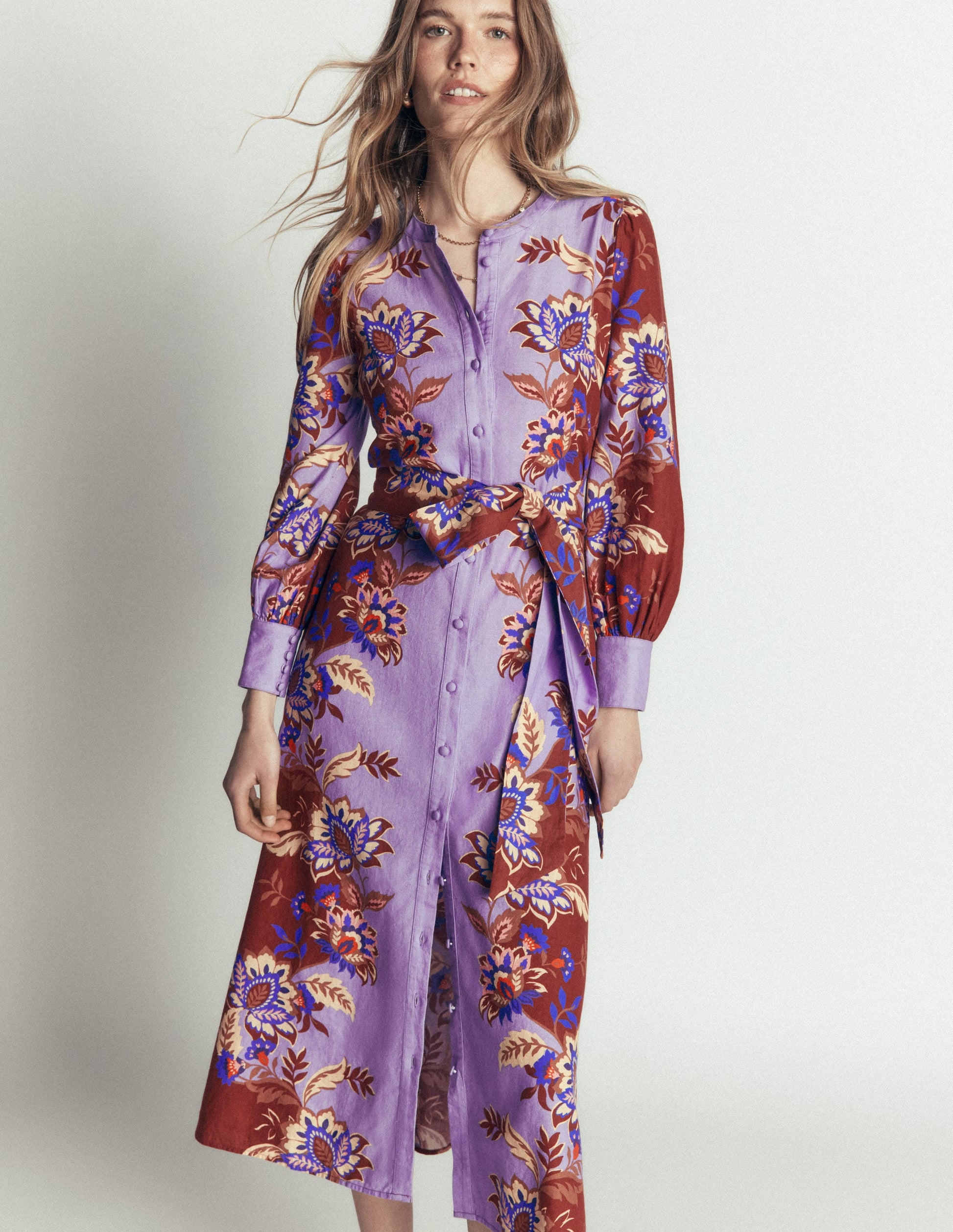 Blouson Sleeve Occasion Dress-Multi Super Bloom-1