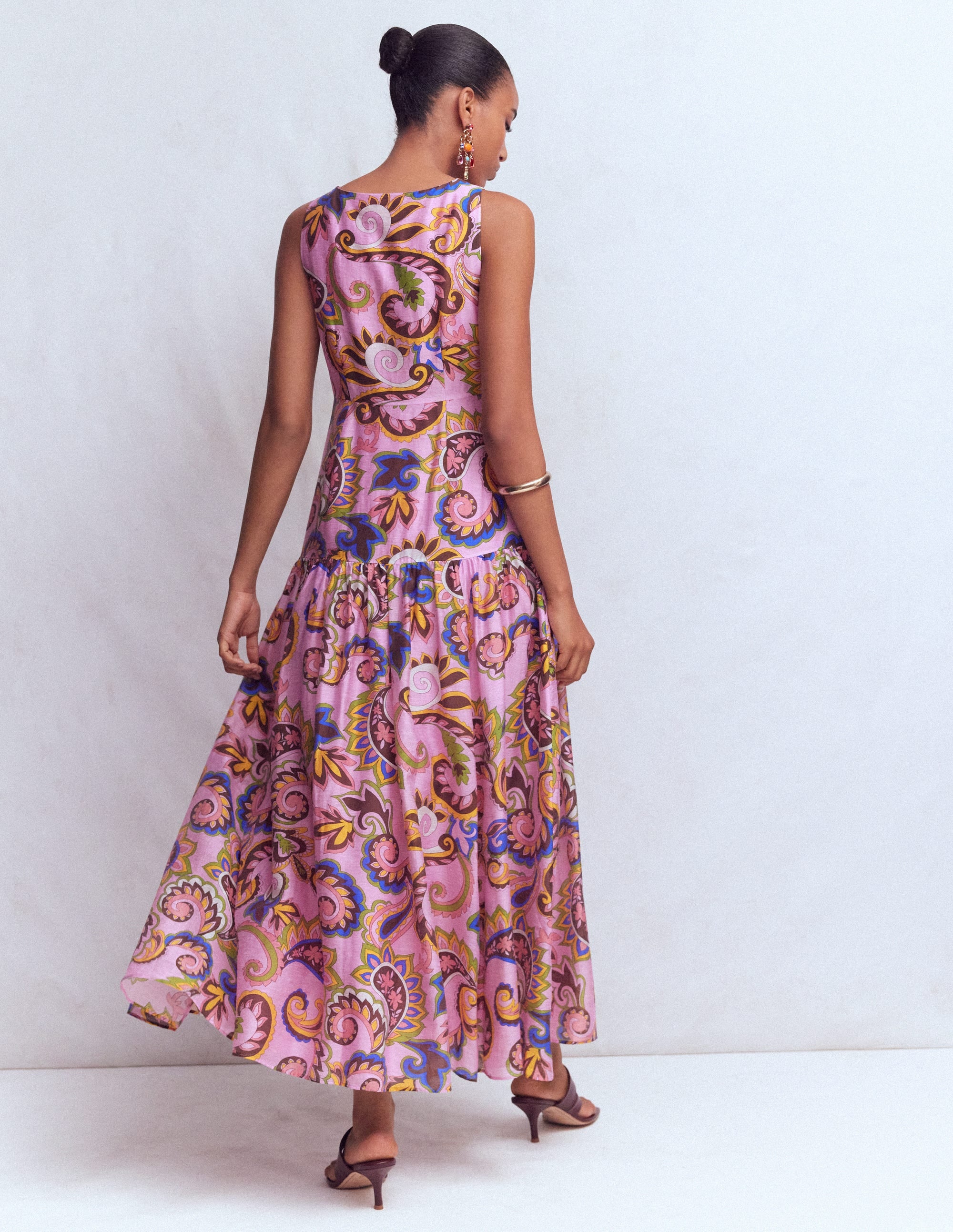 Drop Waist Sleeveless Dress-Multi, Paisley Frenzy - Image 4