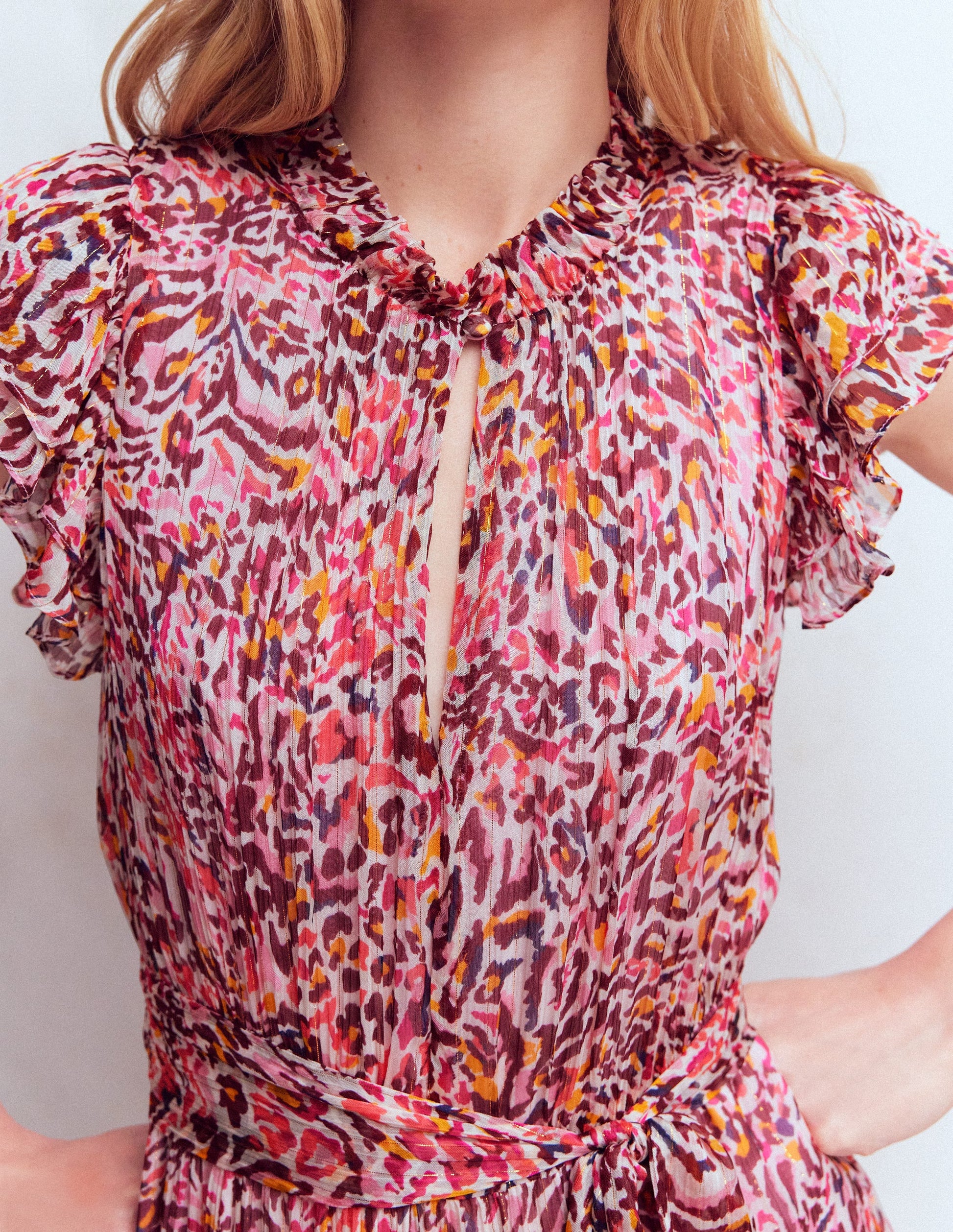 High Neck Sleeveless Dress-Multi Leopard Flow-4