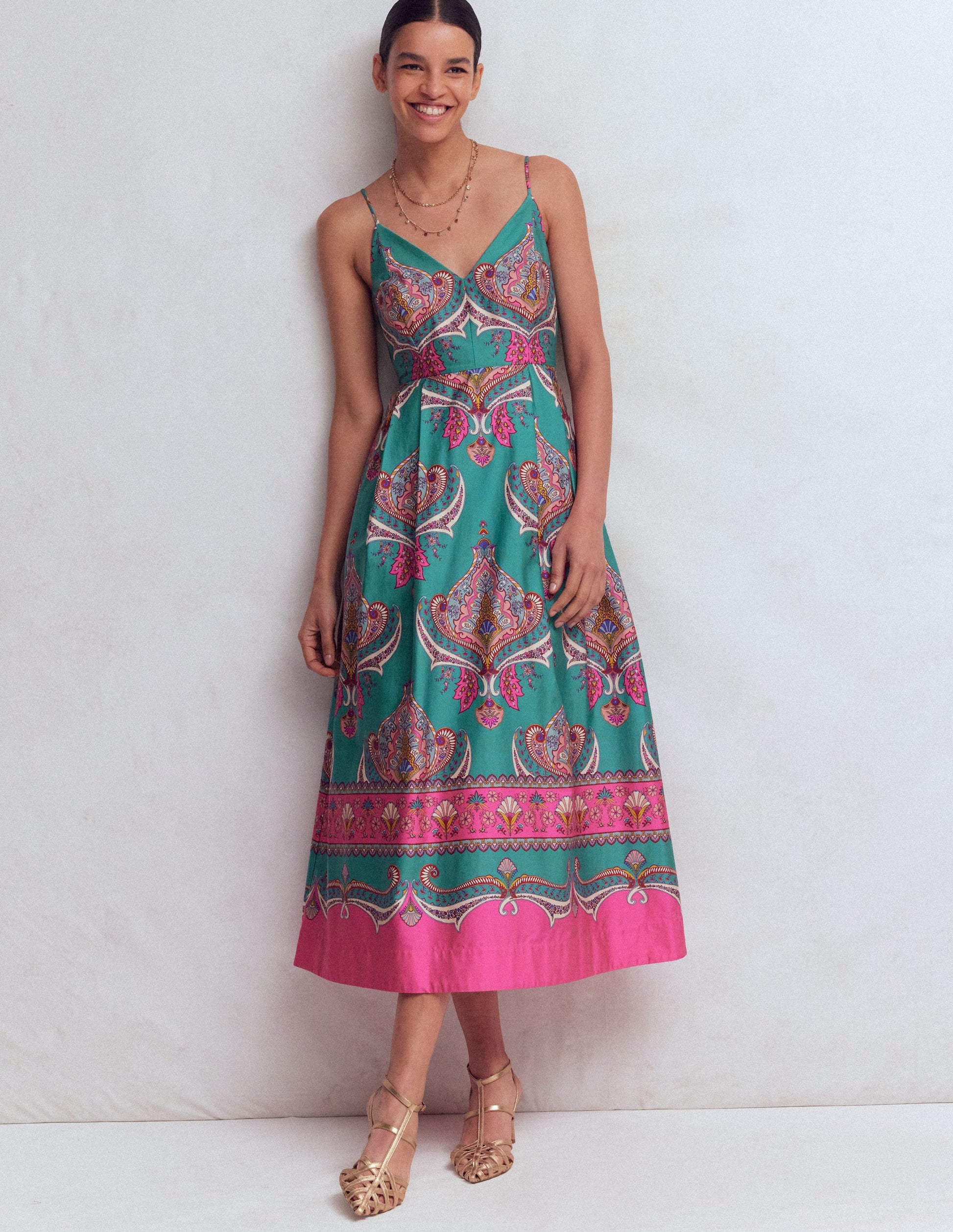 Empire Poplin Occasion Dress-Aurora Blue,  Ornamental Charm-1