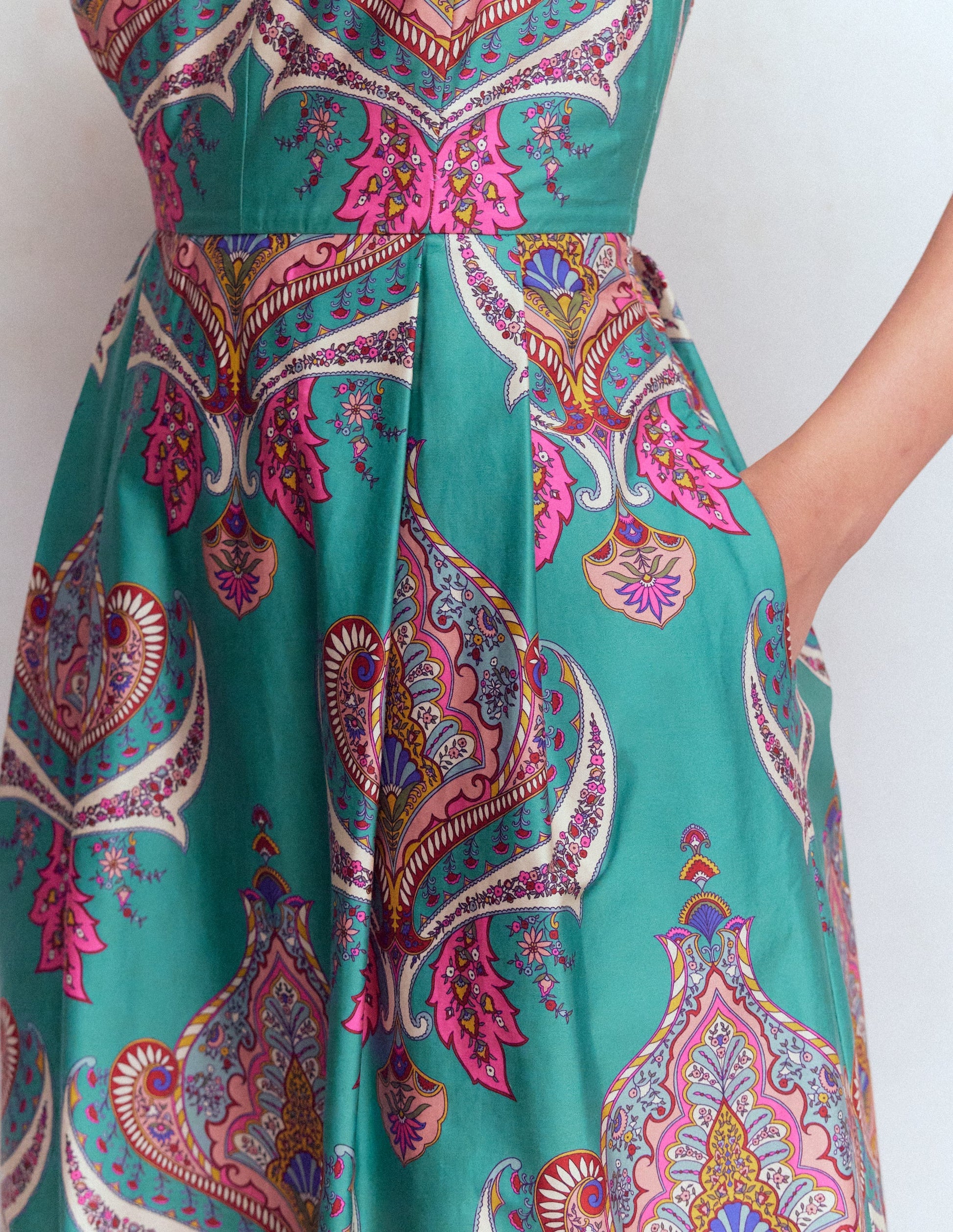Empire Poplin Occasion Dress-Aurora Blue,  Ornamental Charm-3