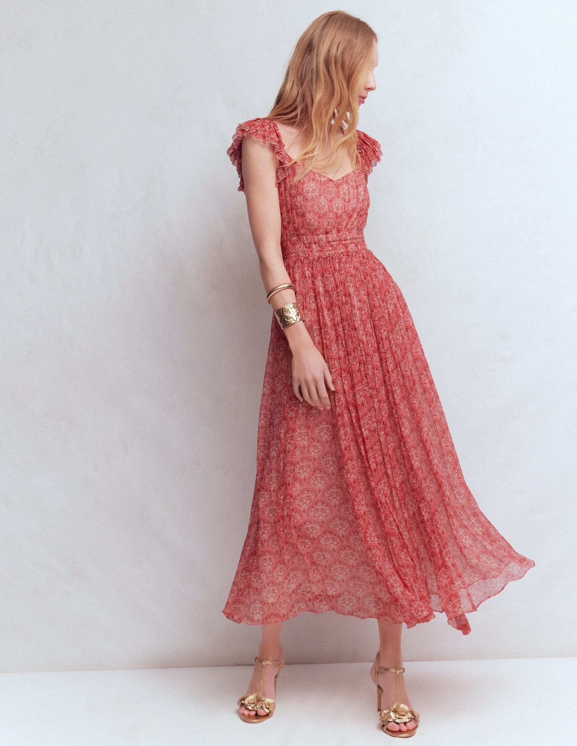 Crinkle Chiffon Maxi Dress-Pink Paradise Gardens - Image 4