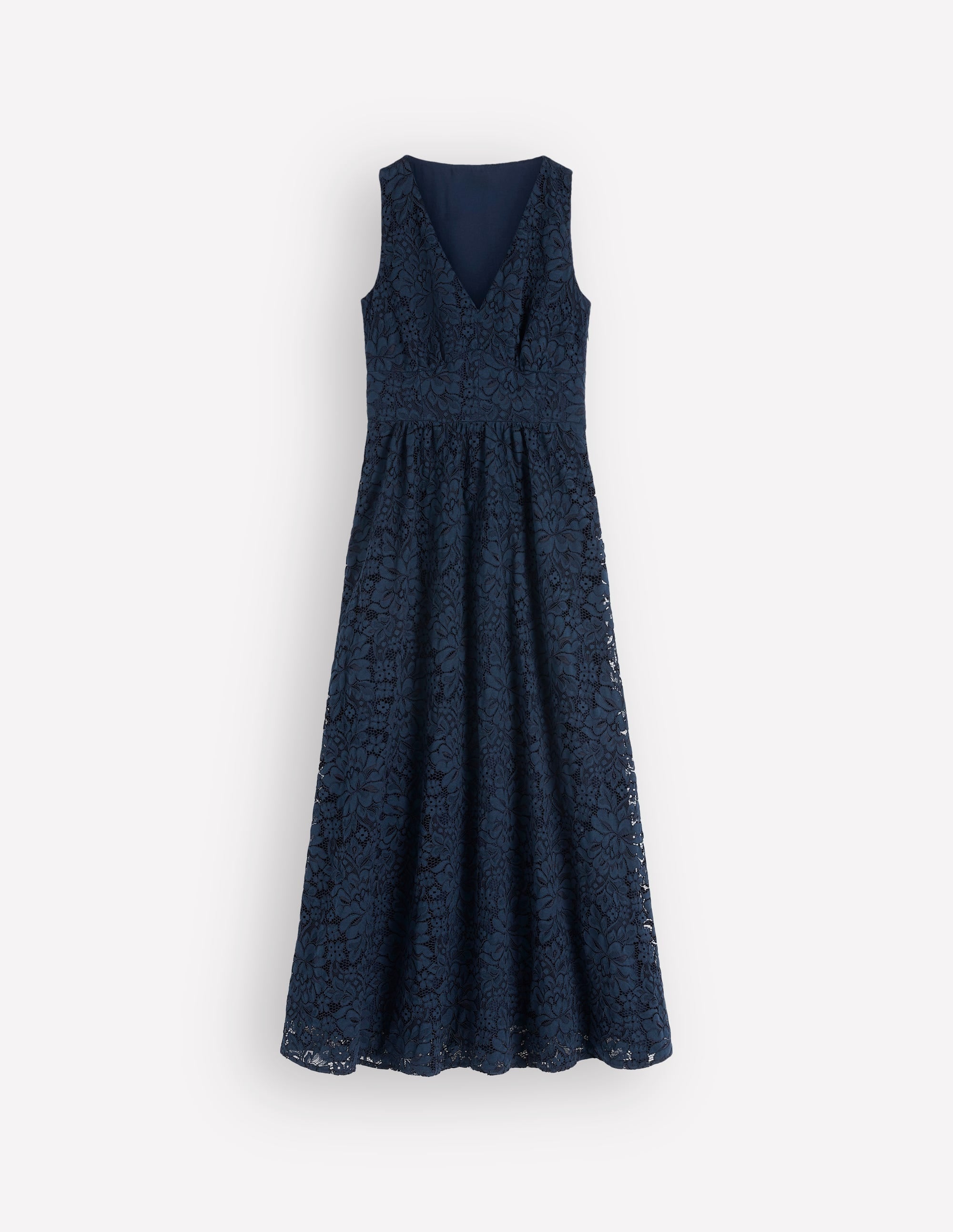 Lace Plunge Neck Panel Dress-Navy - Image 7