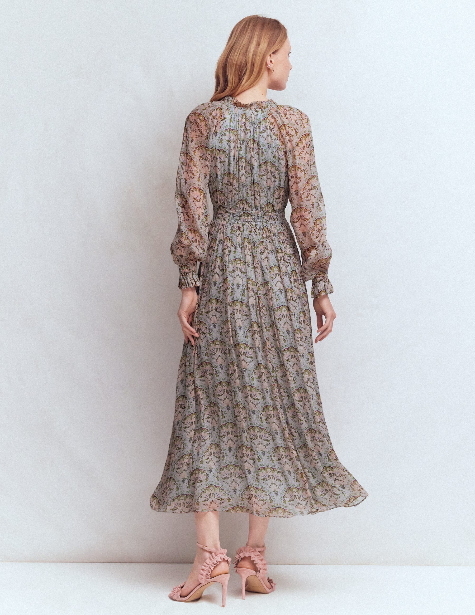 Romantic Ruffle Neck Dress-Multi Paradise Gardens - Image 3