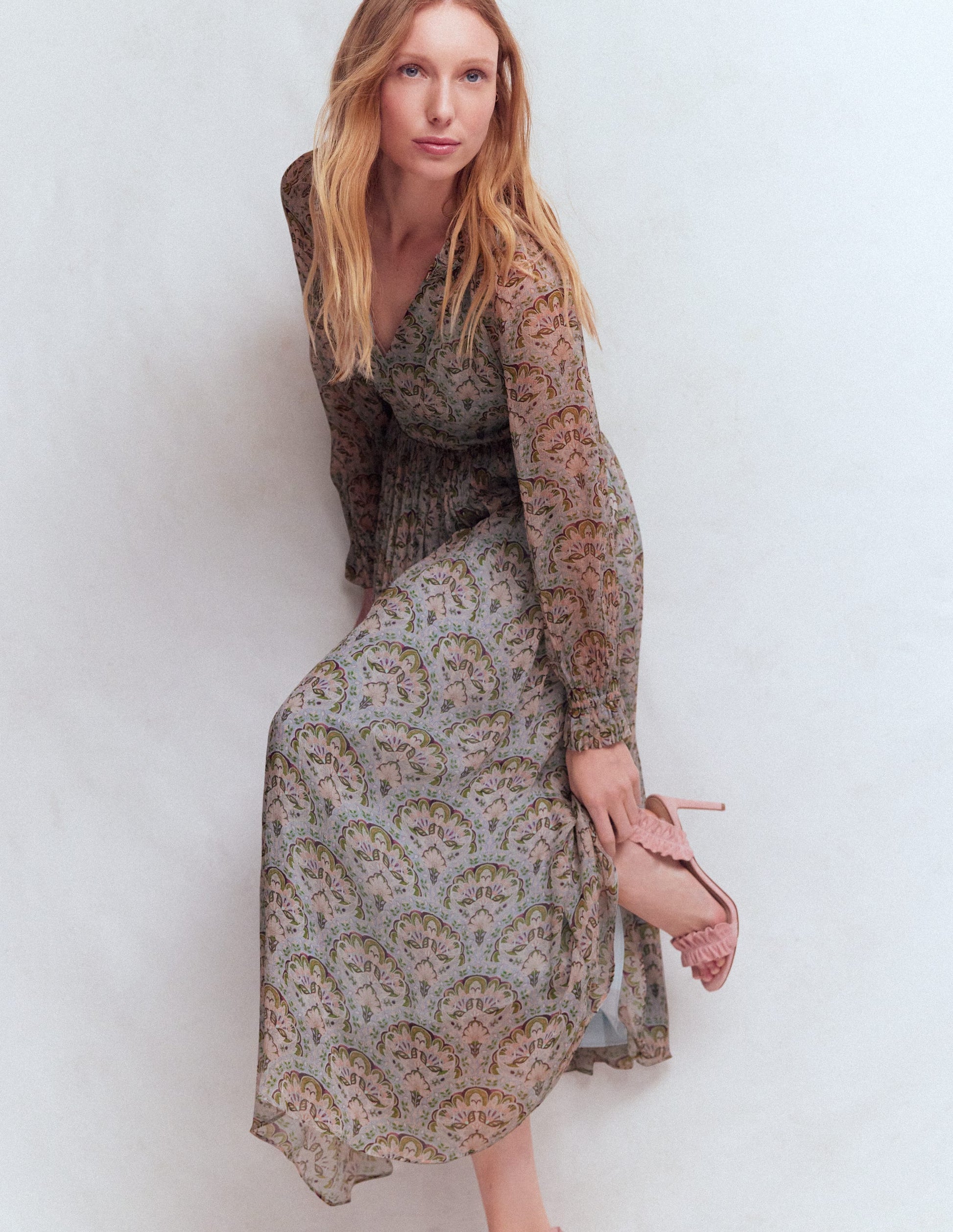 Romantic Ruffle Neck Dress-Multi Paradise Gardens-6