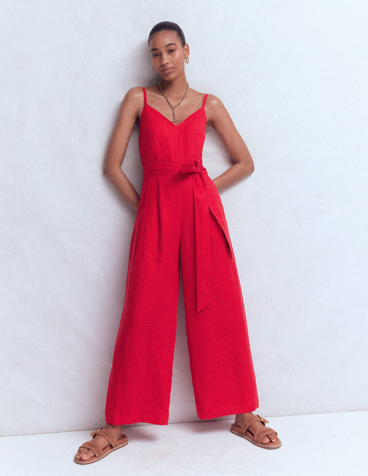 Strappy Linen Jumpsuit-Salsa
