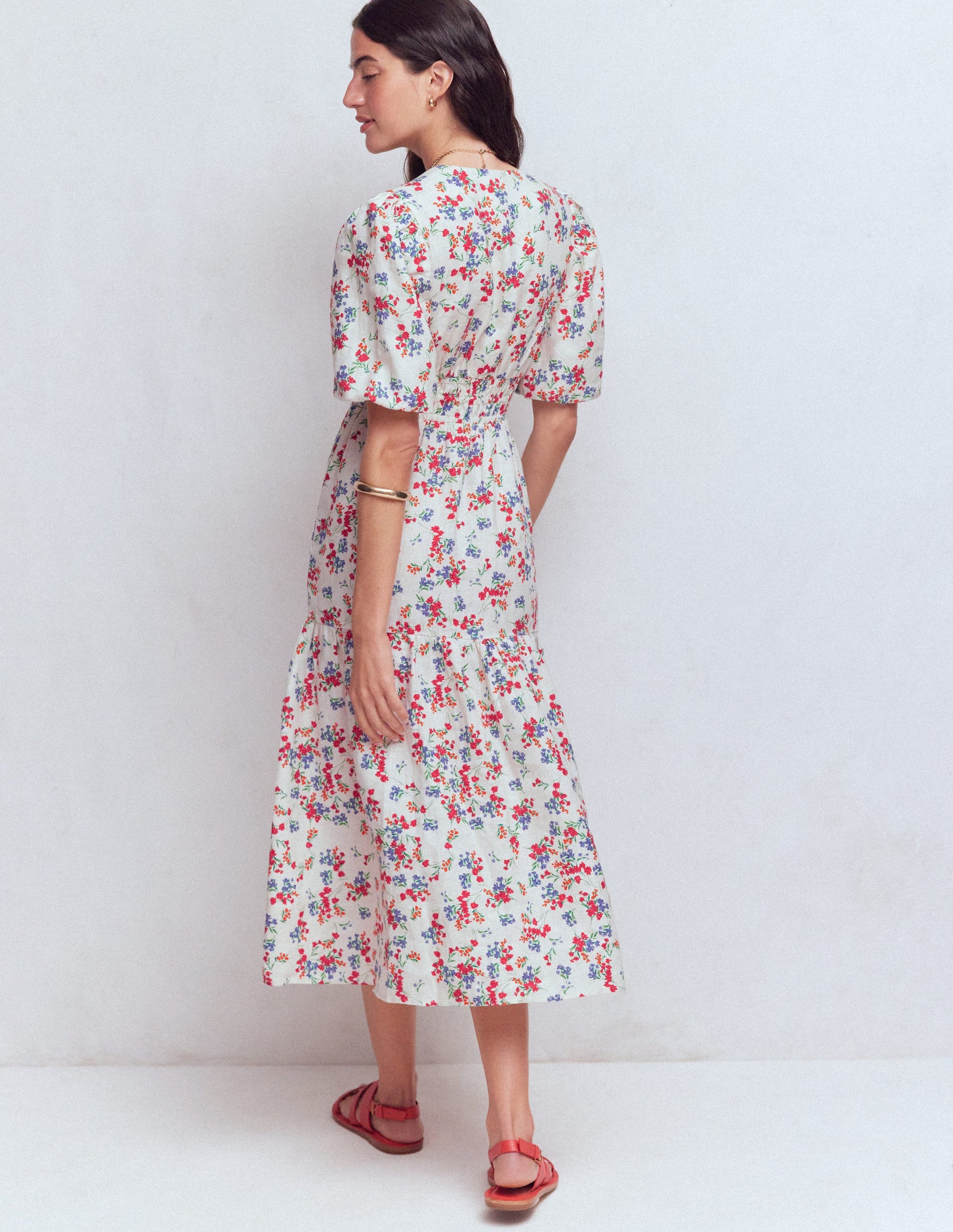 Irene Linen Midi Dress-Ivory, Bloom Scatter-3