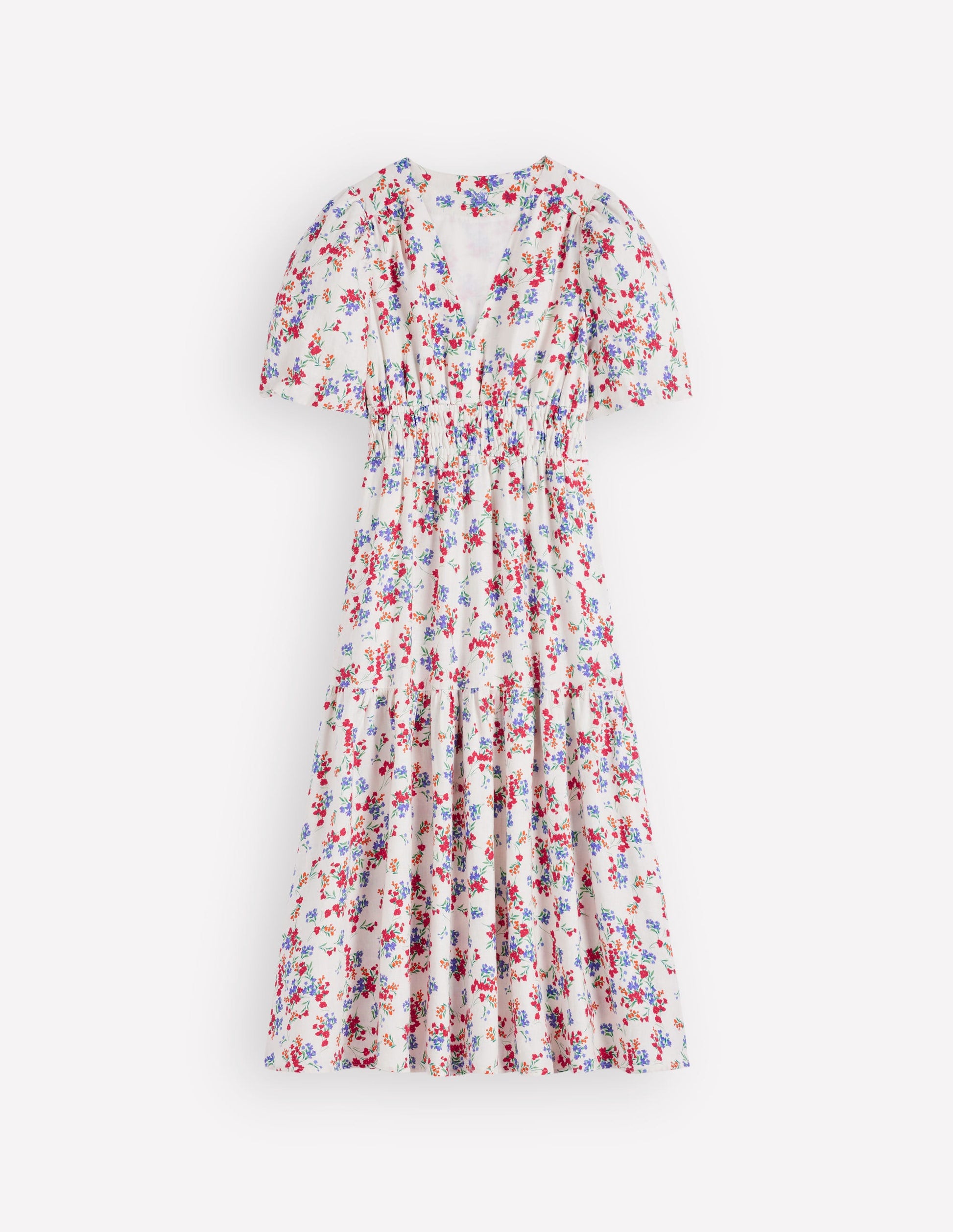 Irene Linen Midi Dress-Ivory, Bloom Scatter-7