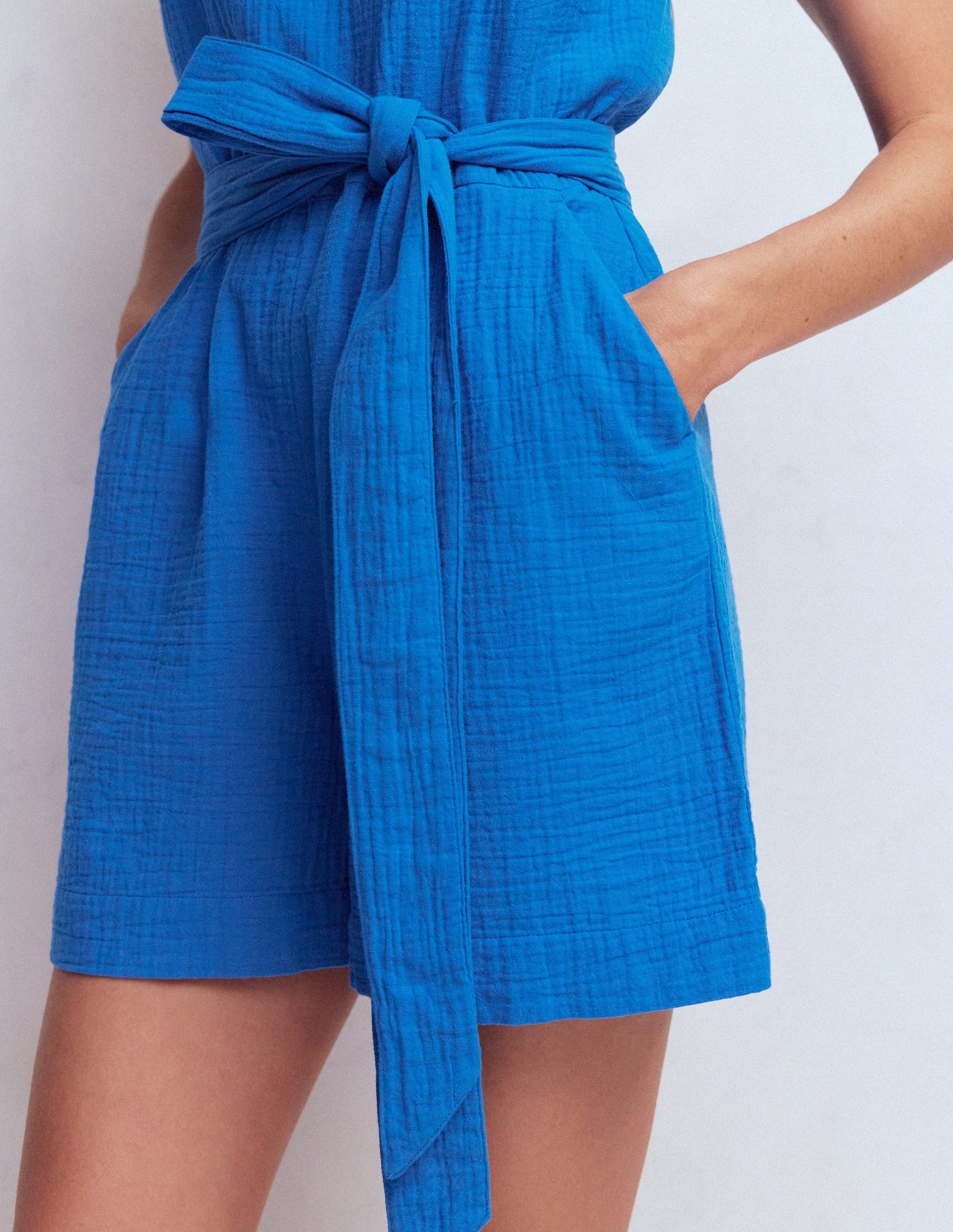 Rosa Double Cloth Playsuit-Kingfisher Blue-2