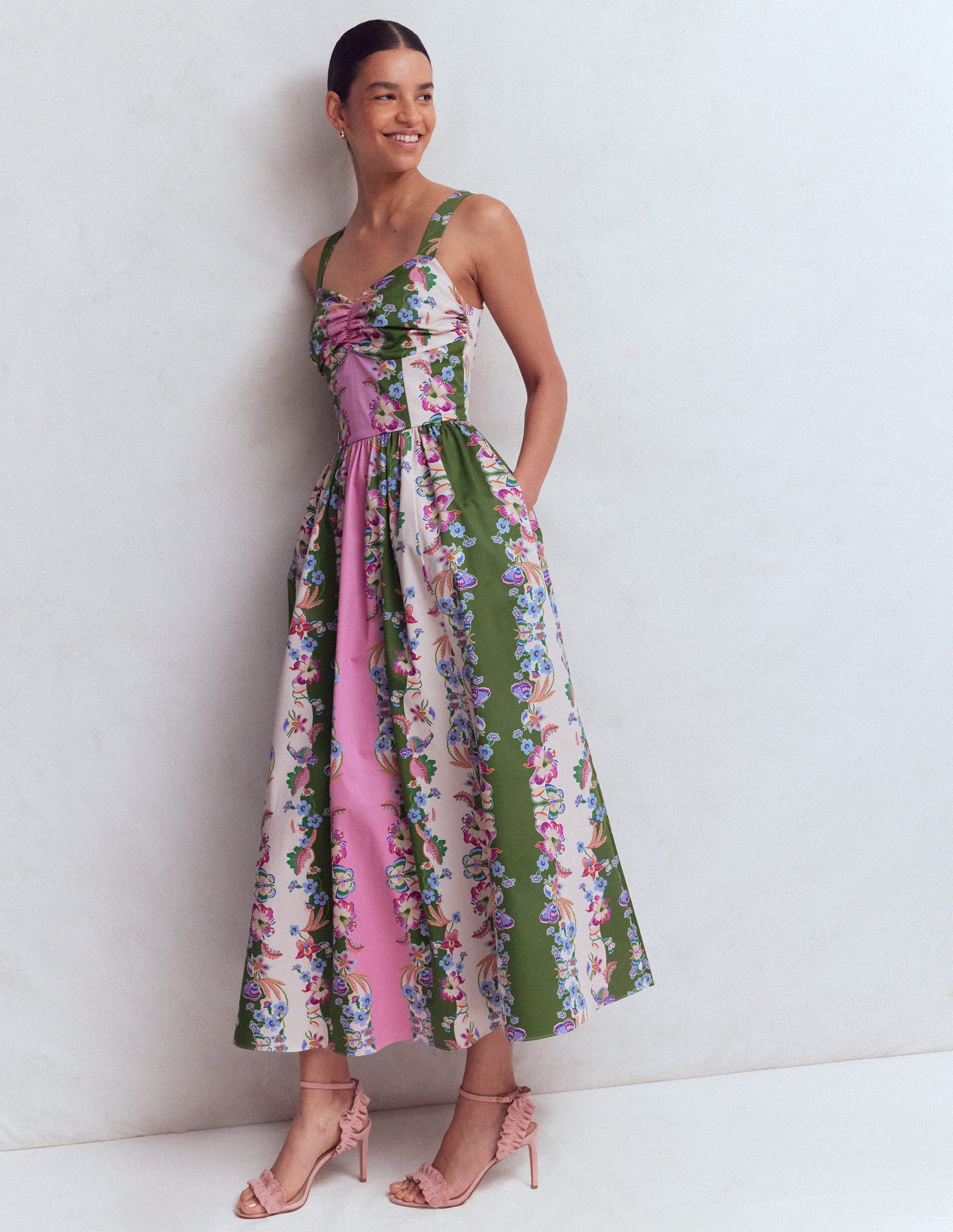 Fit and Flare Midi Dress-Orchid Canopy Stripe | Boden UK Fit and Flare Midi Dress-Orchid Canopy Stripe | Boden UK
