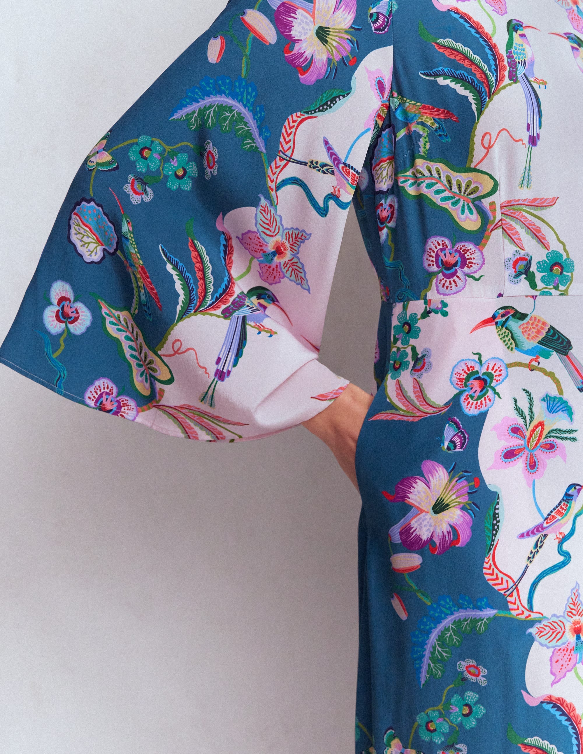Angel Sleeve Boat Neck Dress-Tourmaline Blue, Orchid Canopy - Image 2