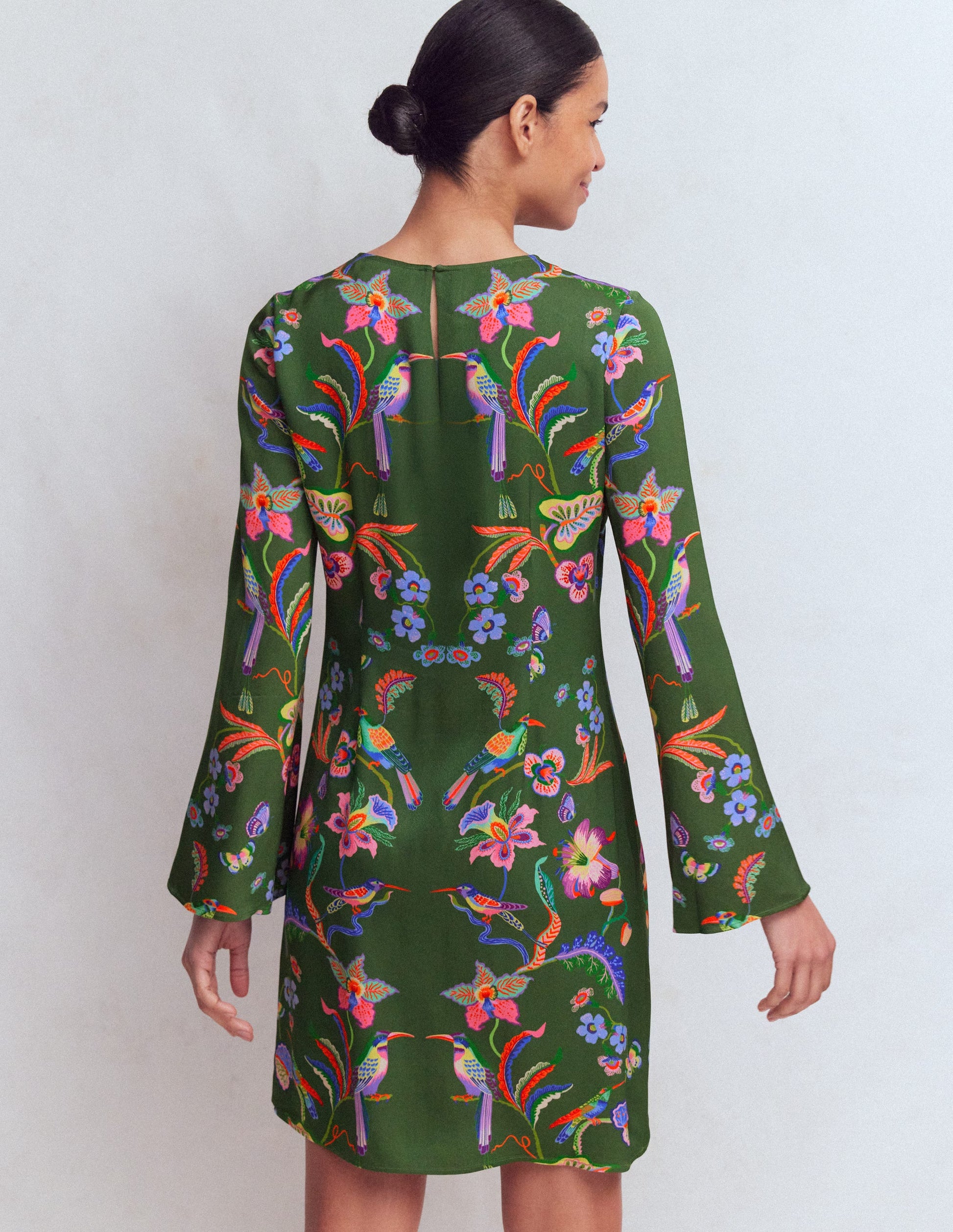Flared Sleeve Shift Dress-Multi, Orchid Canopy-3
