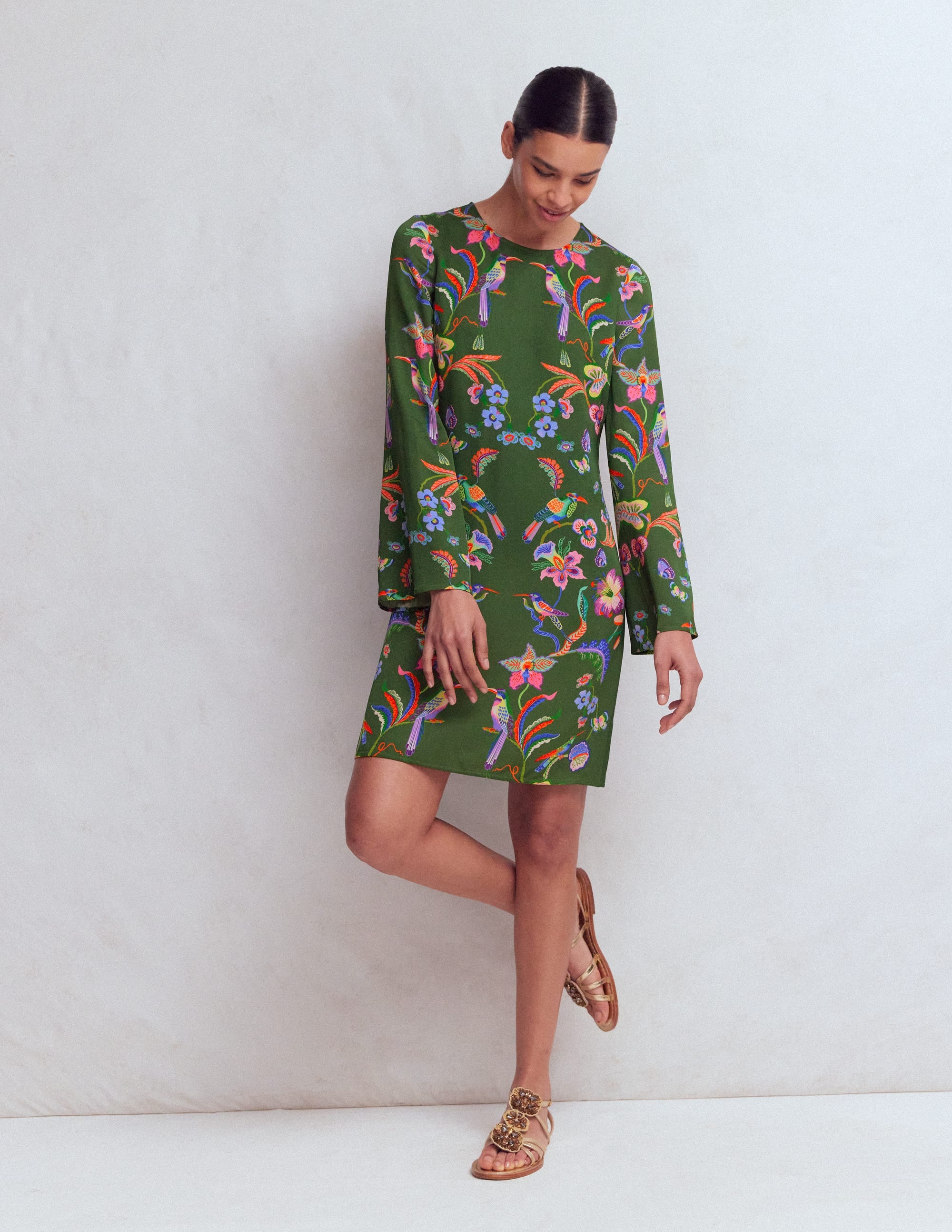 Flared Sleeve Shift Dress-Multi, Orchid Canopy - Image 4