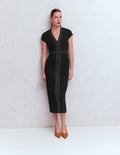 Topstitch Ponte Work Dress-Black