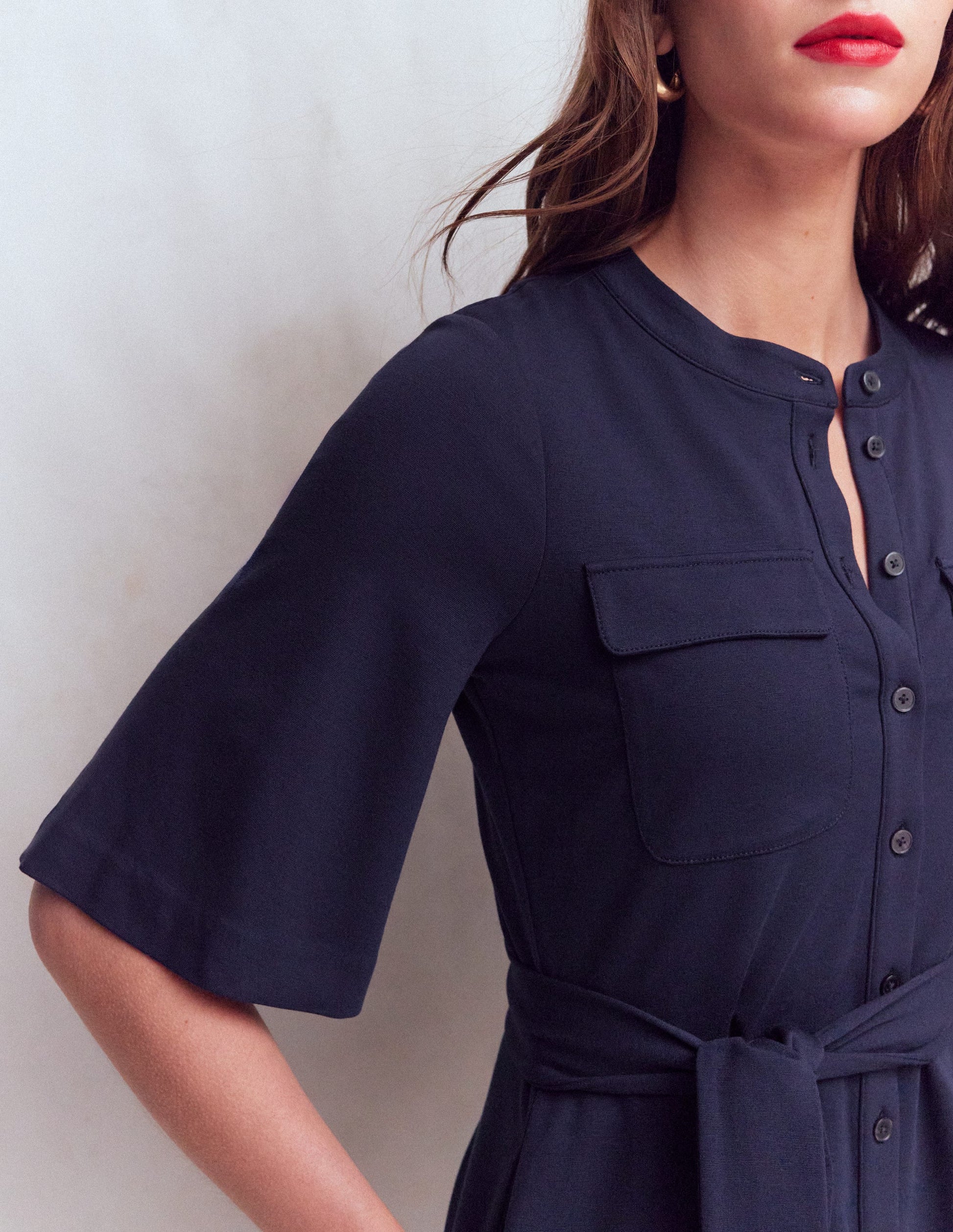 Front Pocket Ponte Dress-Navy-2