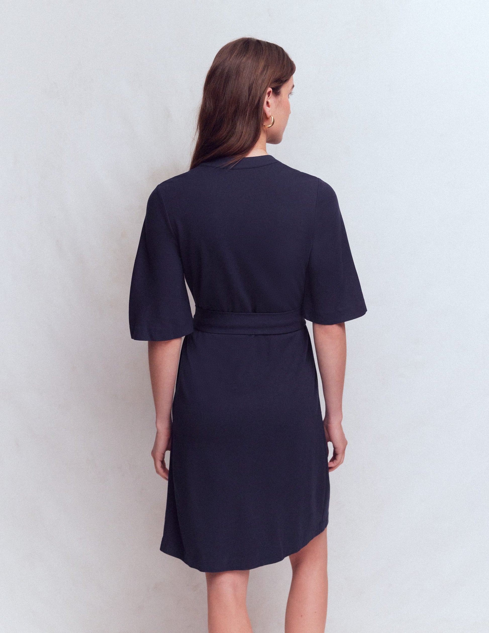 Front Pocket Ponte Dress-Navy-3