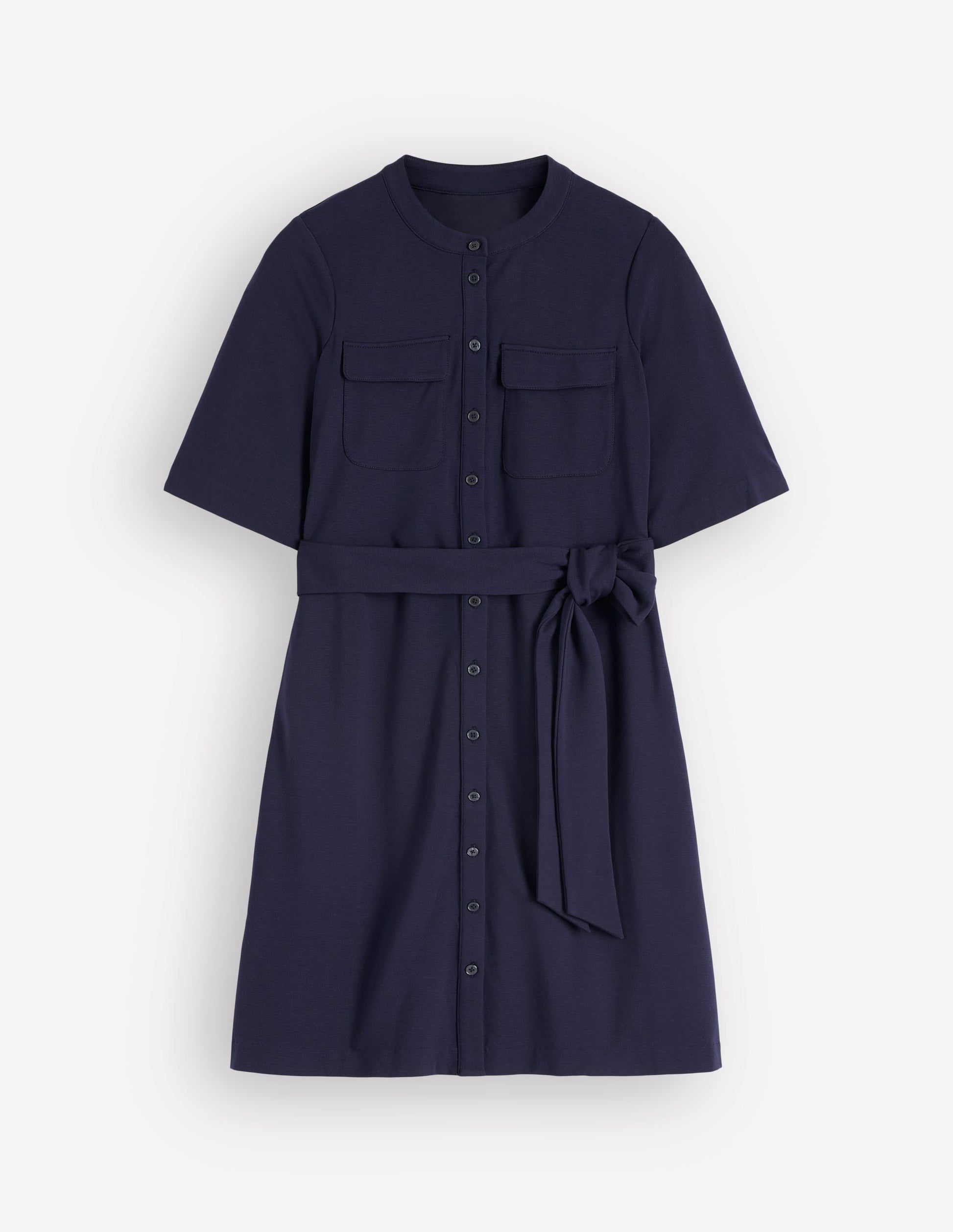 Front Pocket Ponte Dress-Navy-5