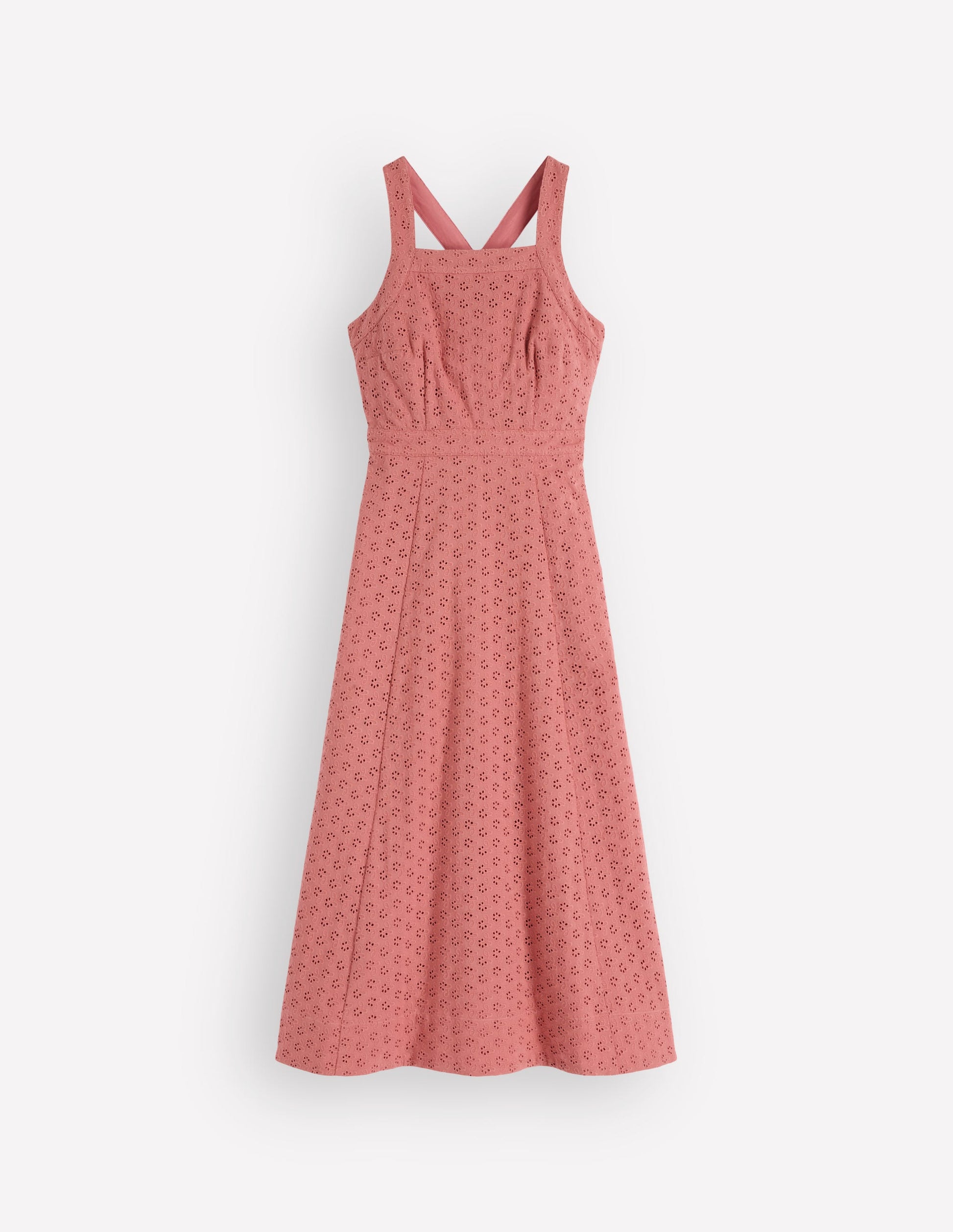 Cross Back Broderie Midi Dress-Vintage Rose Broderie-7