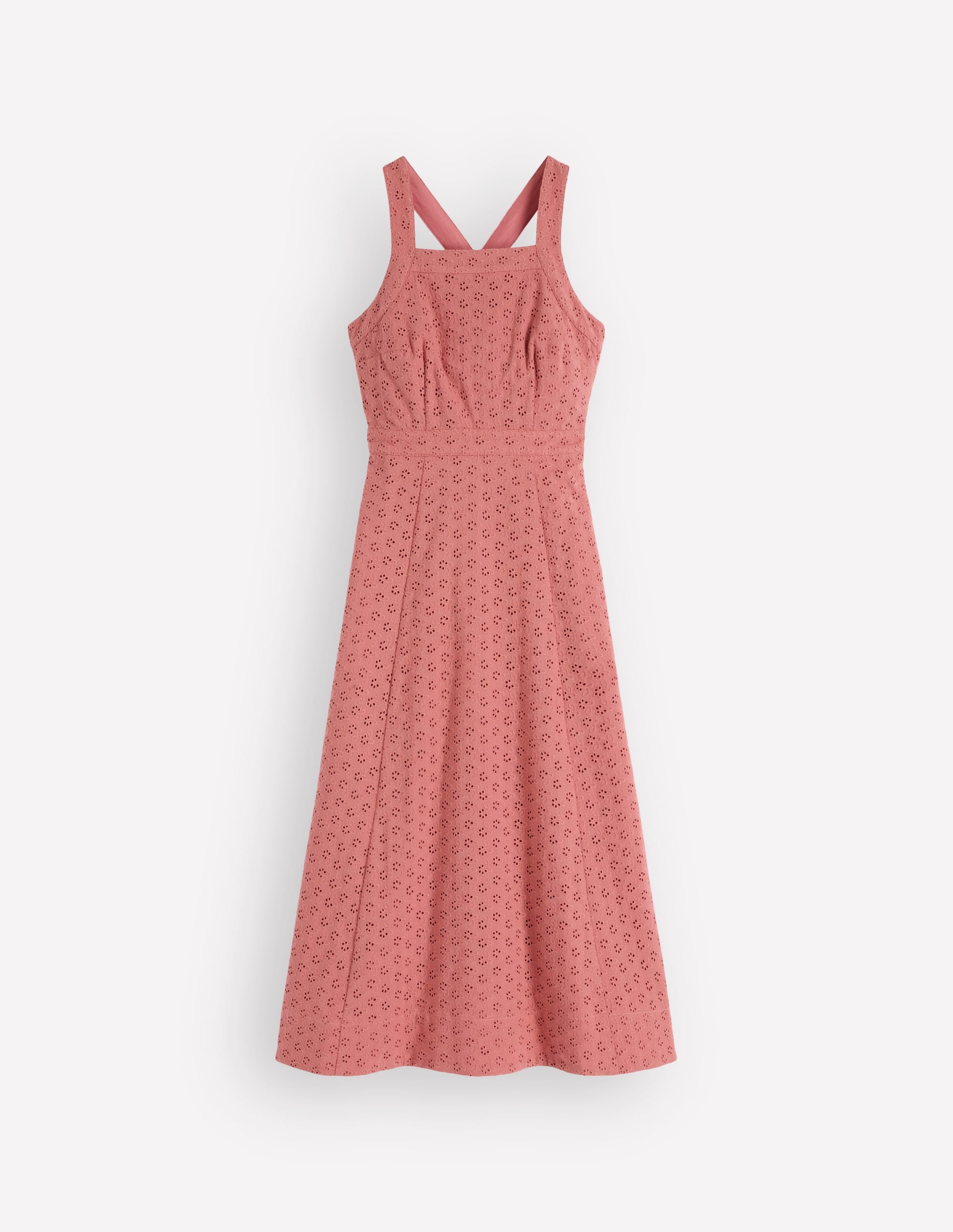 Cross Back Broderie Midi Dress-Vintage Rose Broderie - Image 6