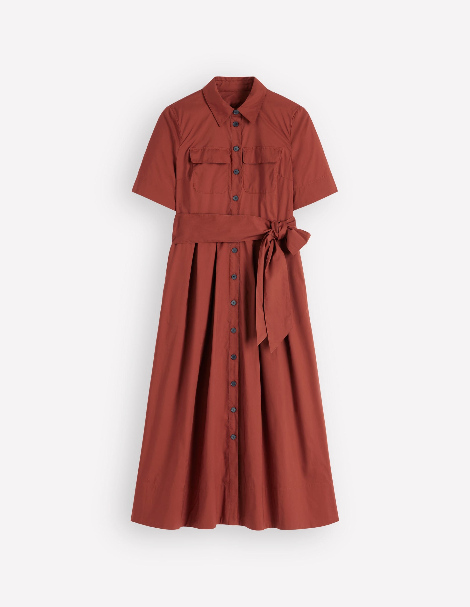 strapless open back dress Zoe Short Sleeve Shirt Dress-Burnt Orange