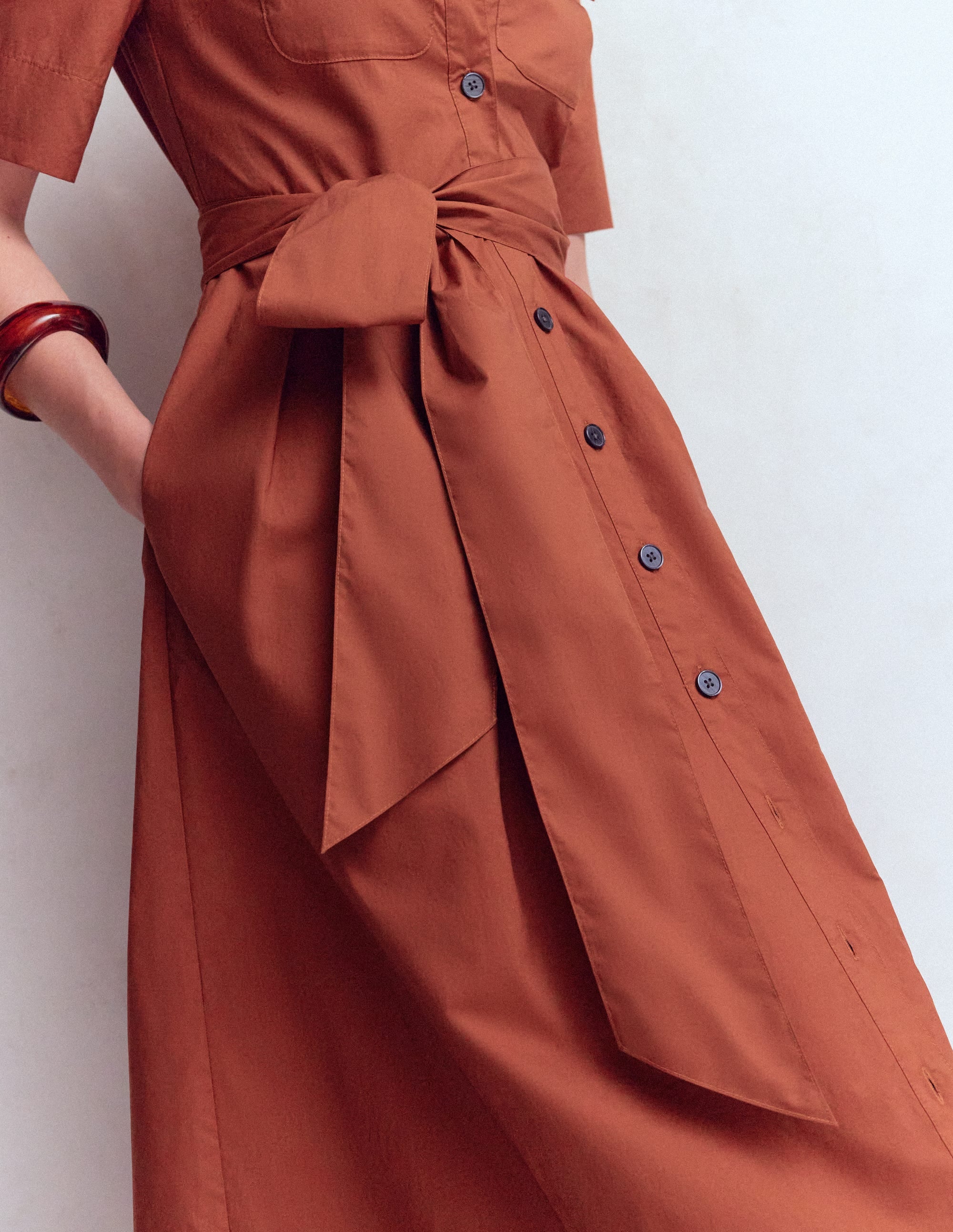 Zoe Short Sleeve Shirt Dress-Burnt Orange - Image 2