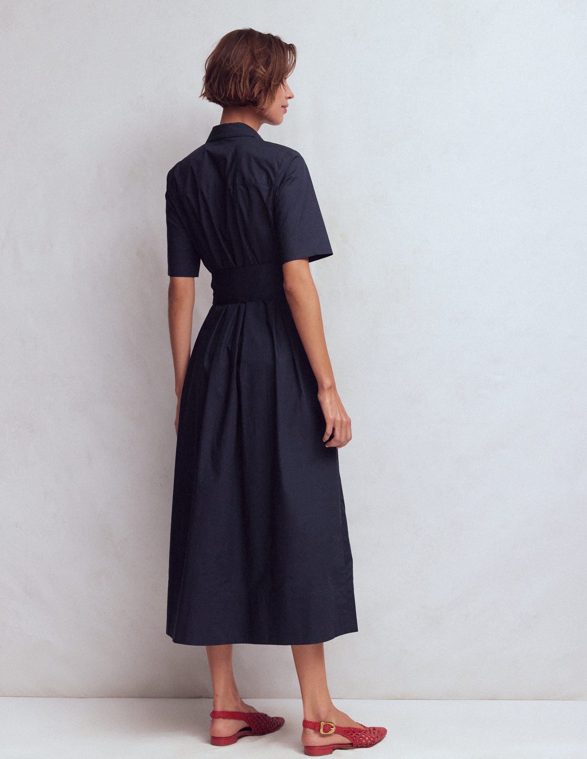 Zoe Short Sleeve Shirt Dress-Navy-3