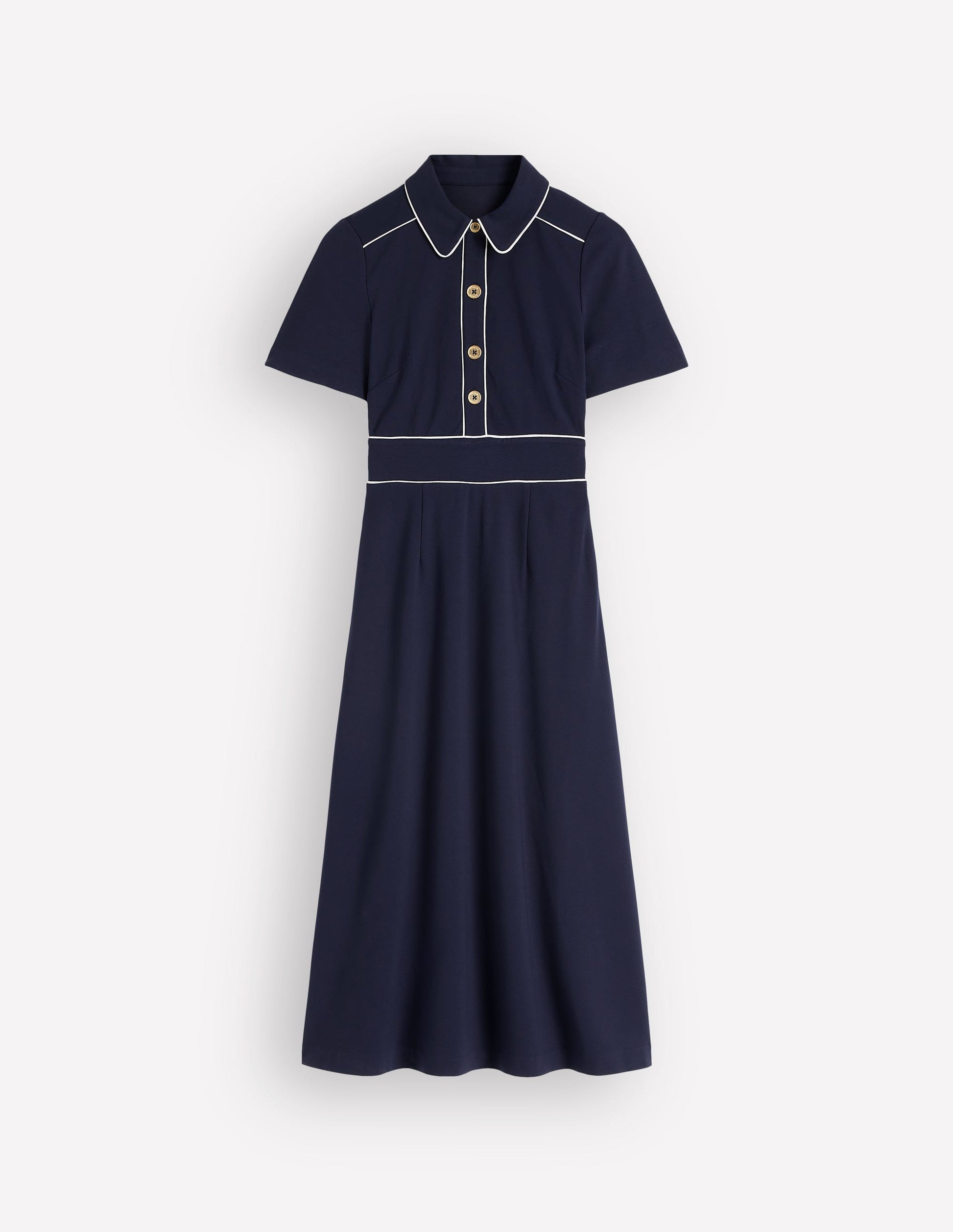Etta Piping Trim Ponte Dress-Navy-5