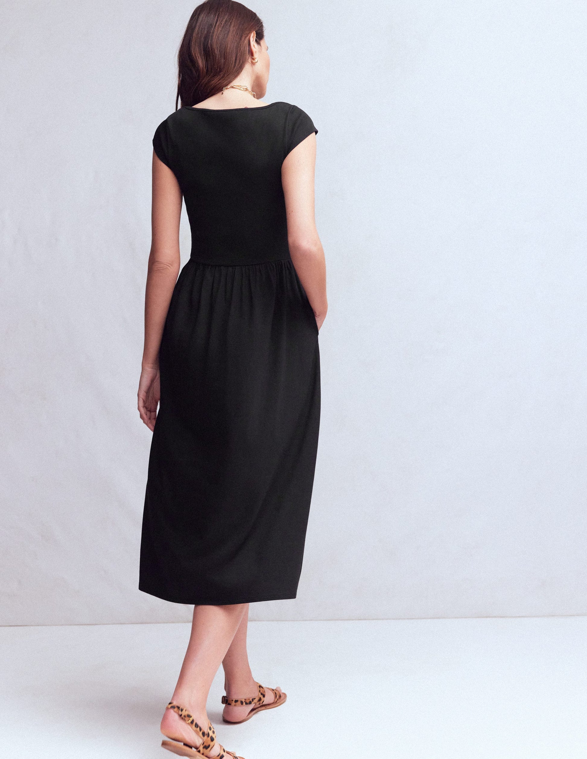 Boat Neck Mix Dress-Black | Boden UK Boat Neck Mix Dress-Black | Boden UK