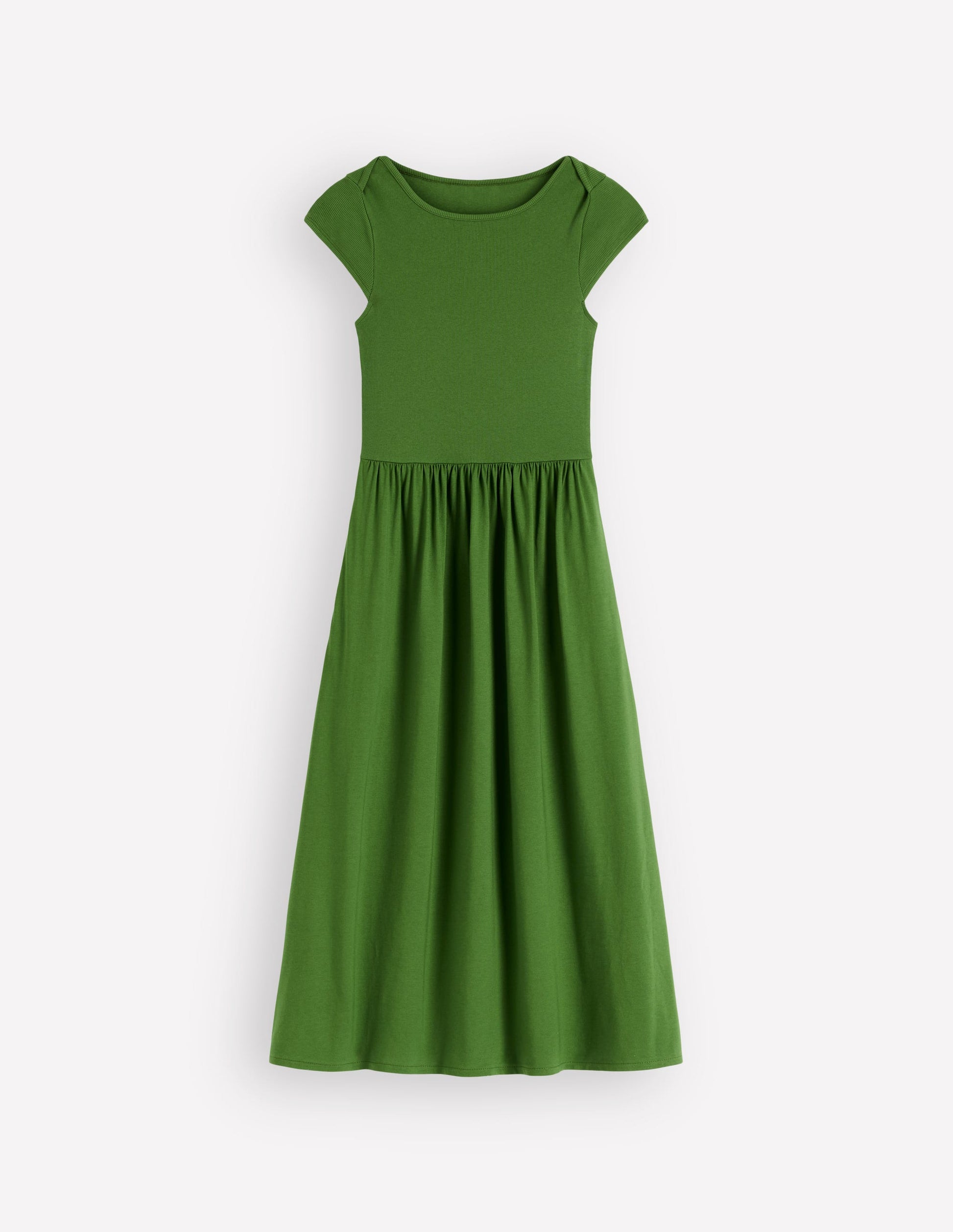 Boat Neck Mix Dress-Promenade Green-6