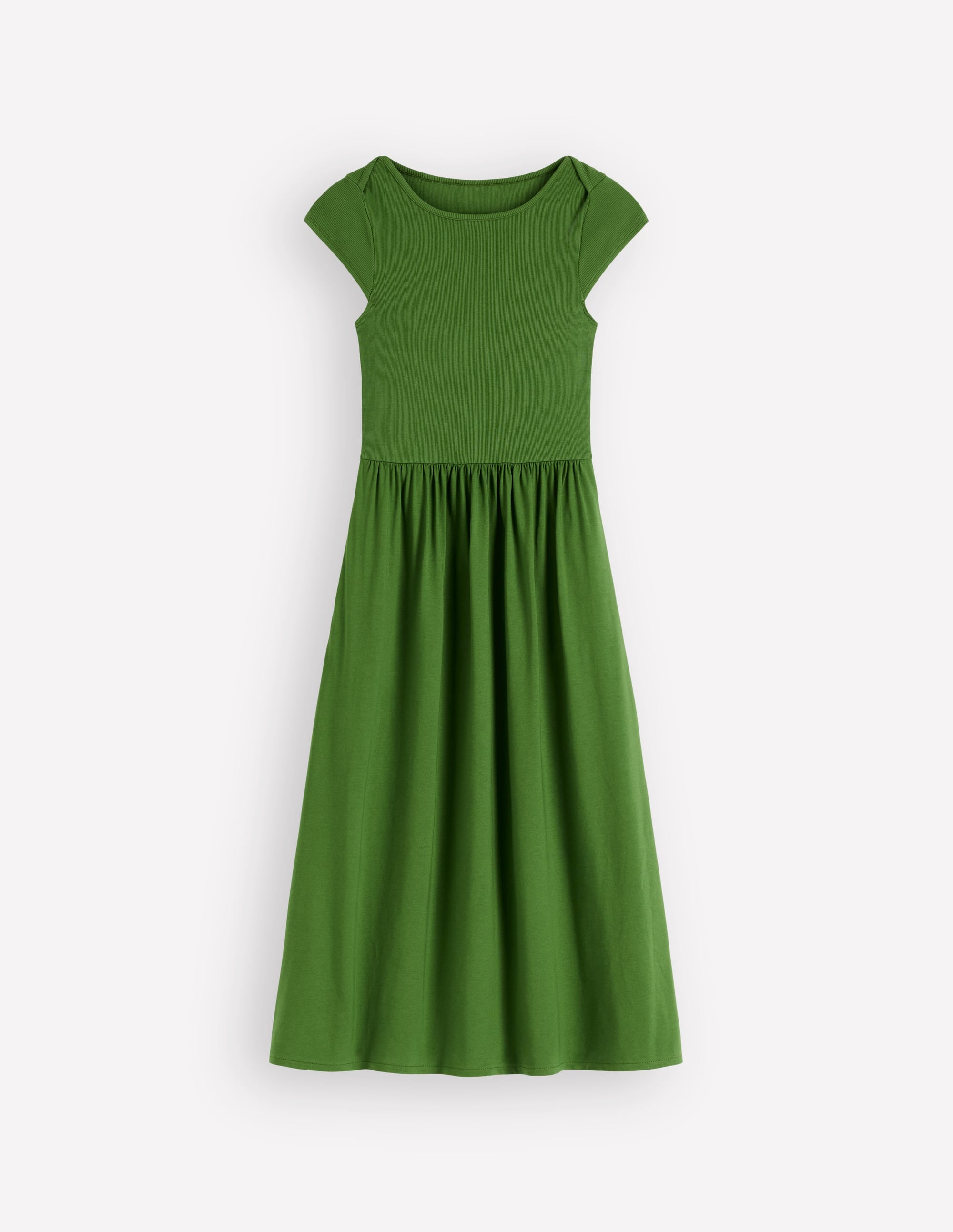 Boat Neck Mix Dress-Safari Green - Image 6