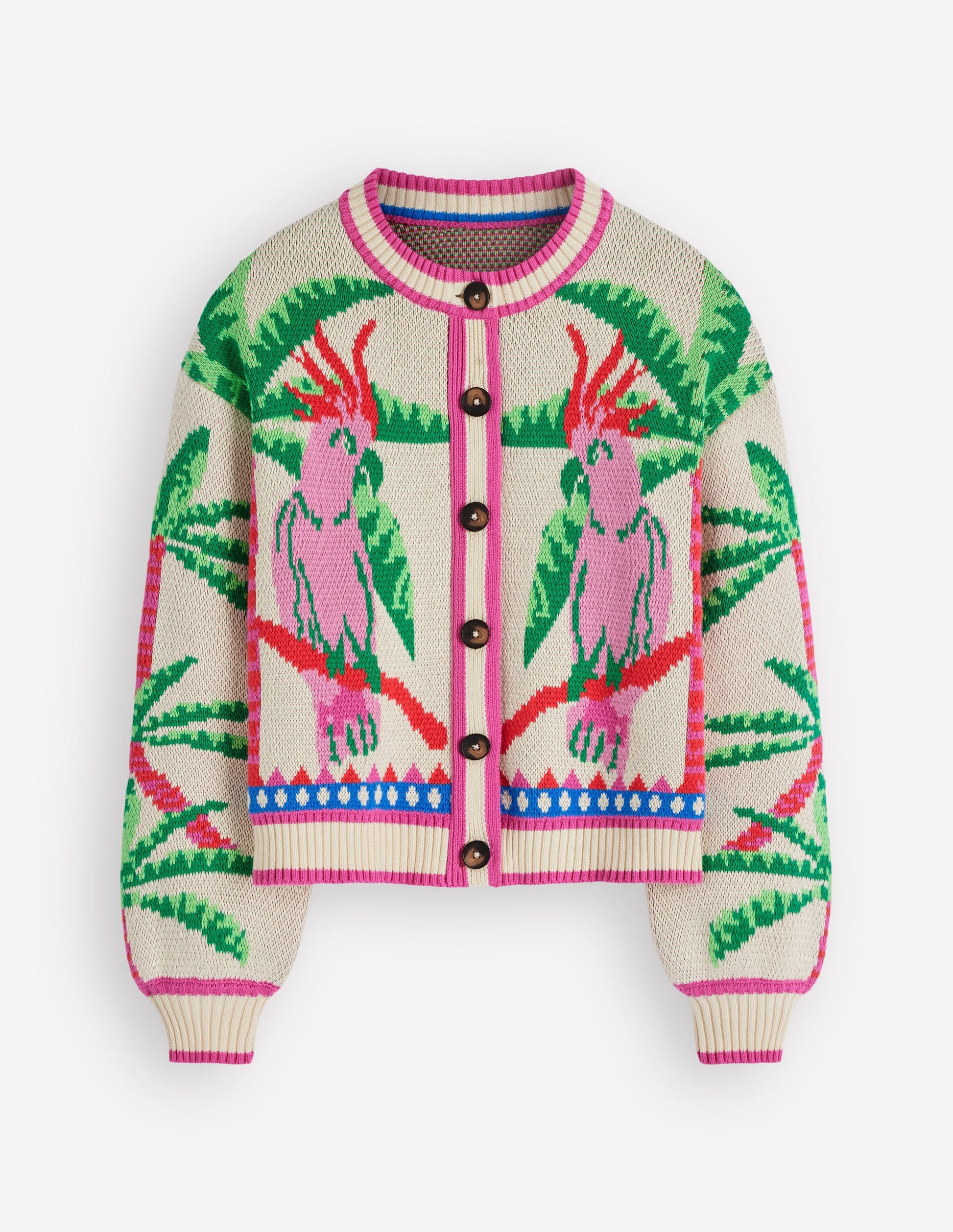 Abi Jacquard Cardigan-Warm Ivory, Palm Tree Birds-10