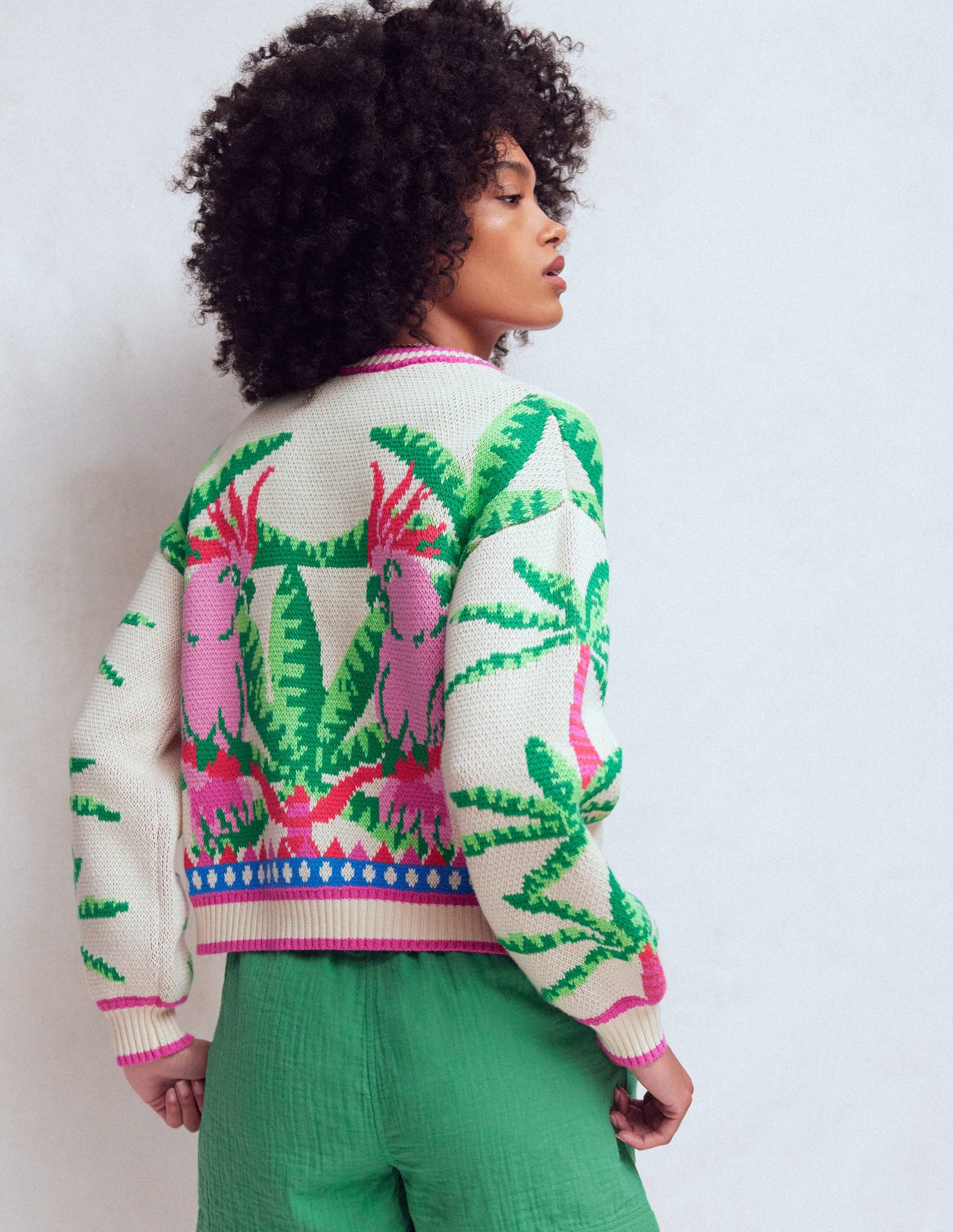 Abi Jacquard Cardigan-Warm Ivory, Palm Tree Birds-5