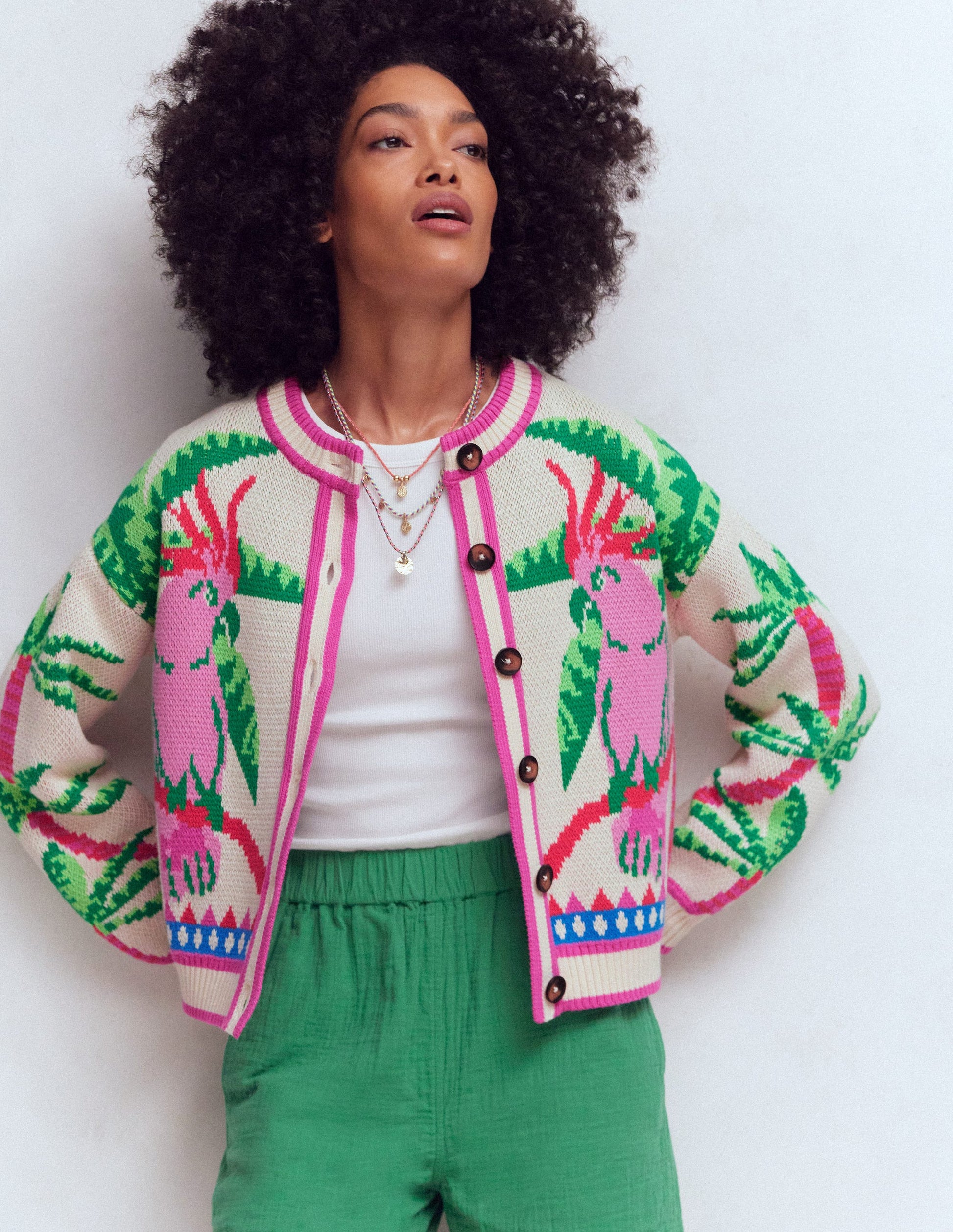Abi Jacquard Cardigan-Warm Ivory, Palm Tree Birds-6