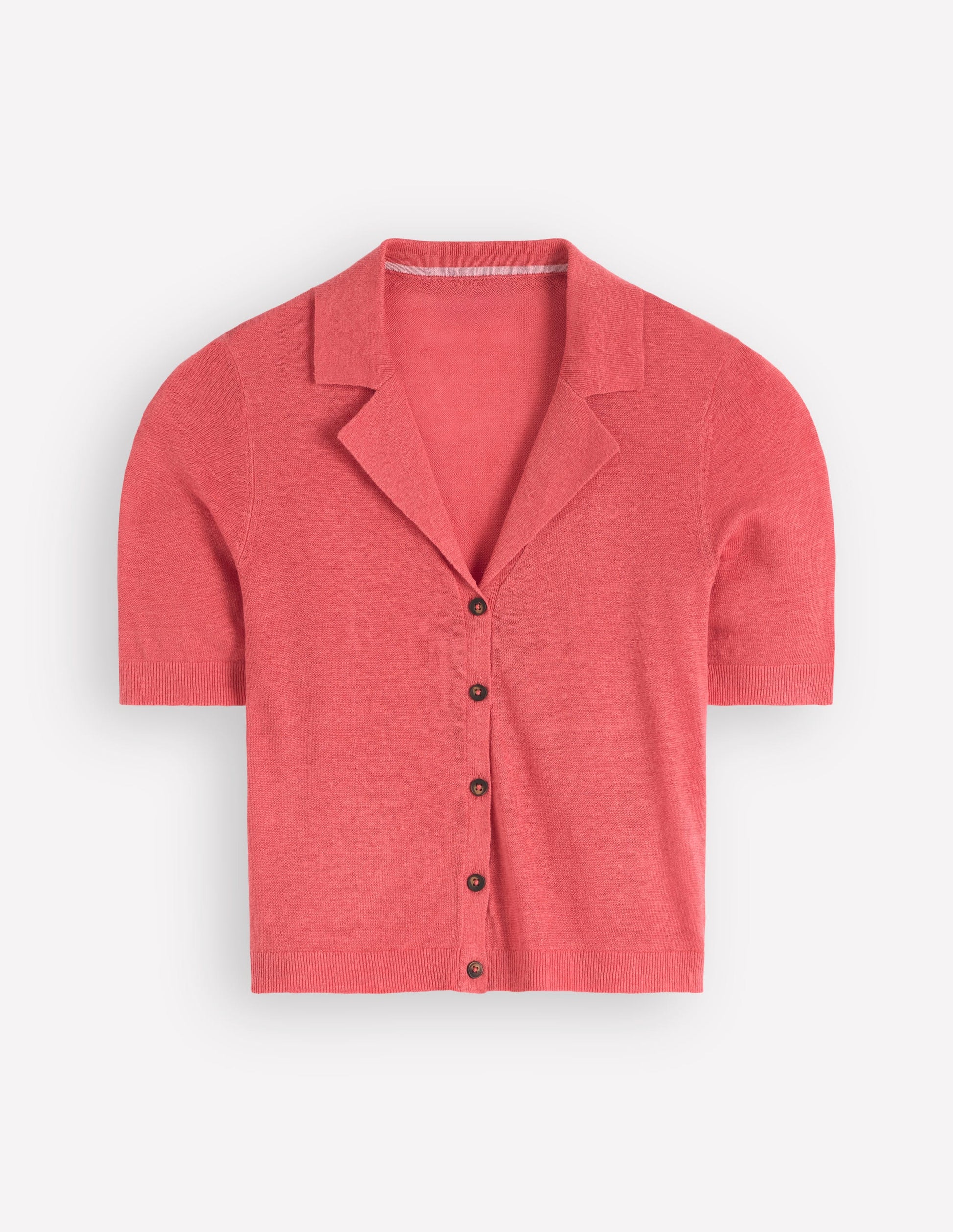 Agnes Collar Linen Cardigan-Coral-5