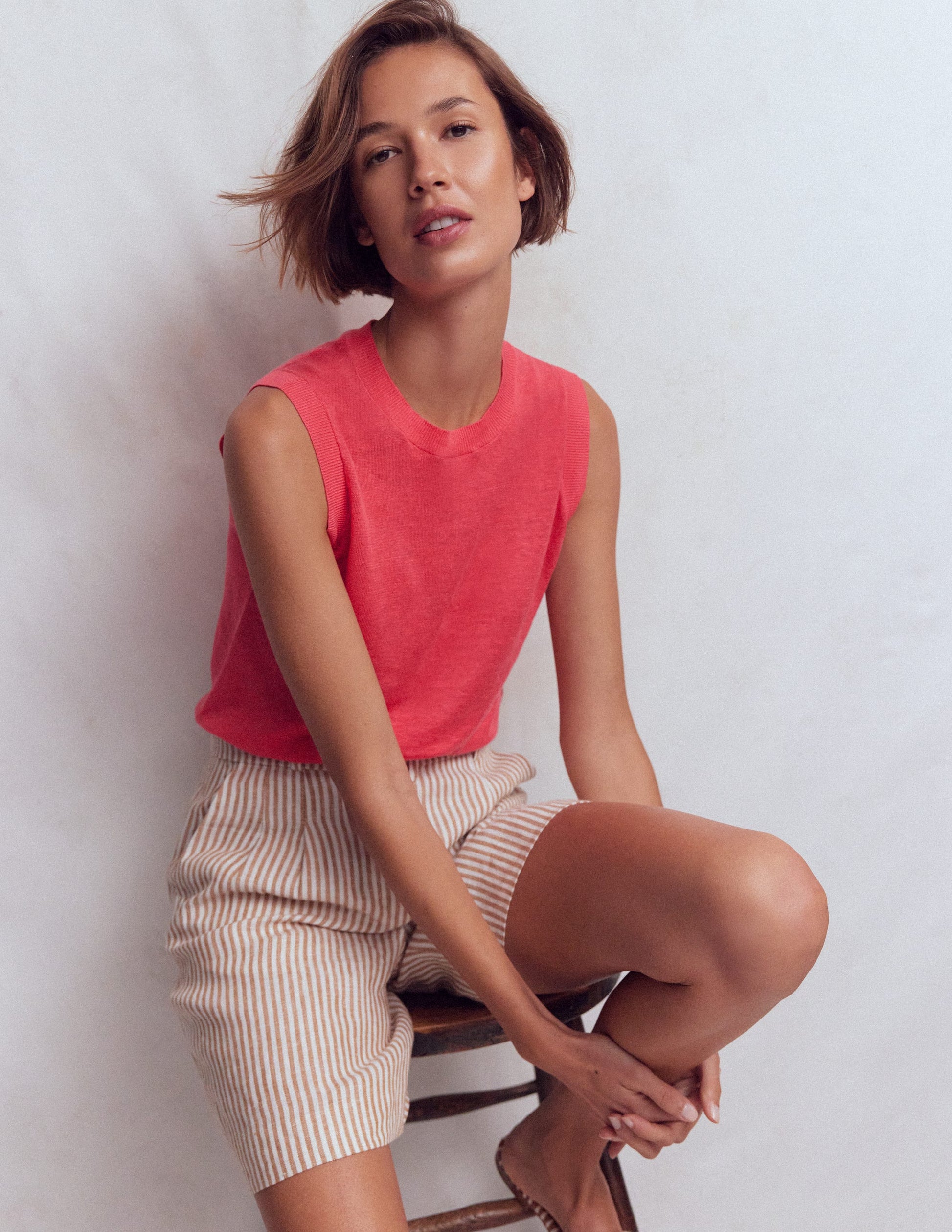 Agnes Linen Tank-Pink-1