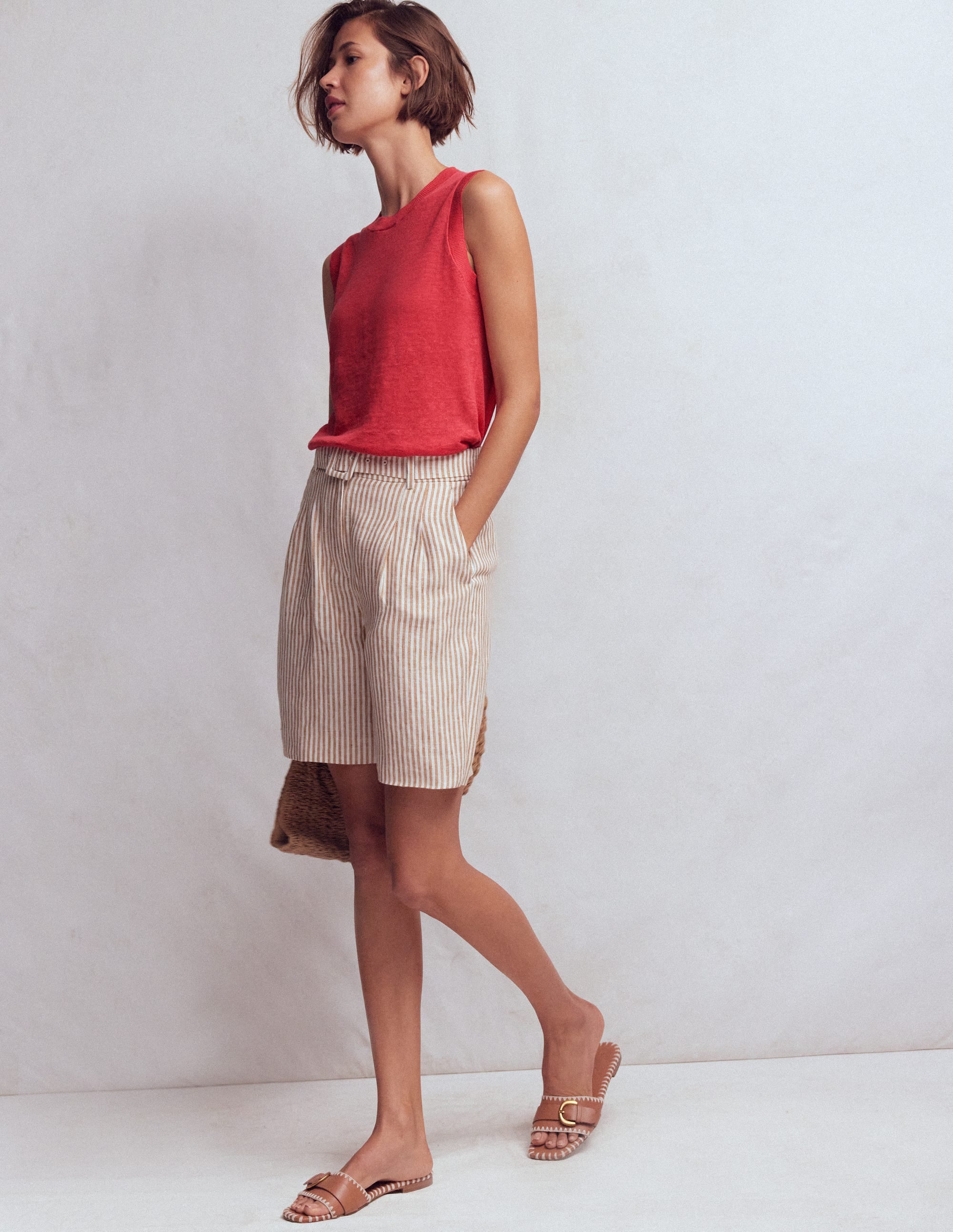 Gajess Linen Tank  pinkお取り置き Rib Tanktop | Gajess