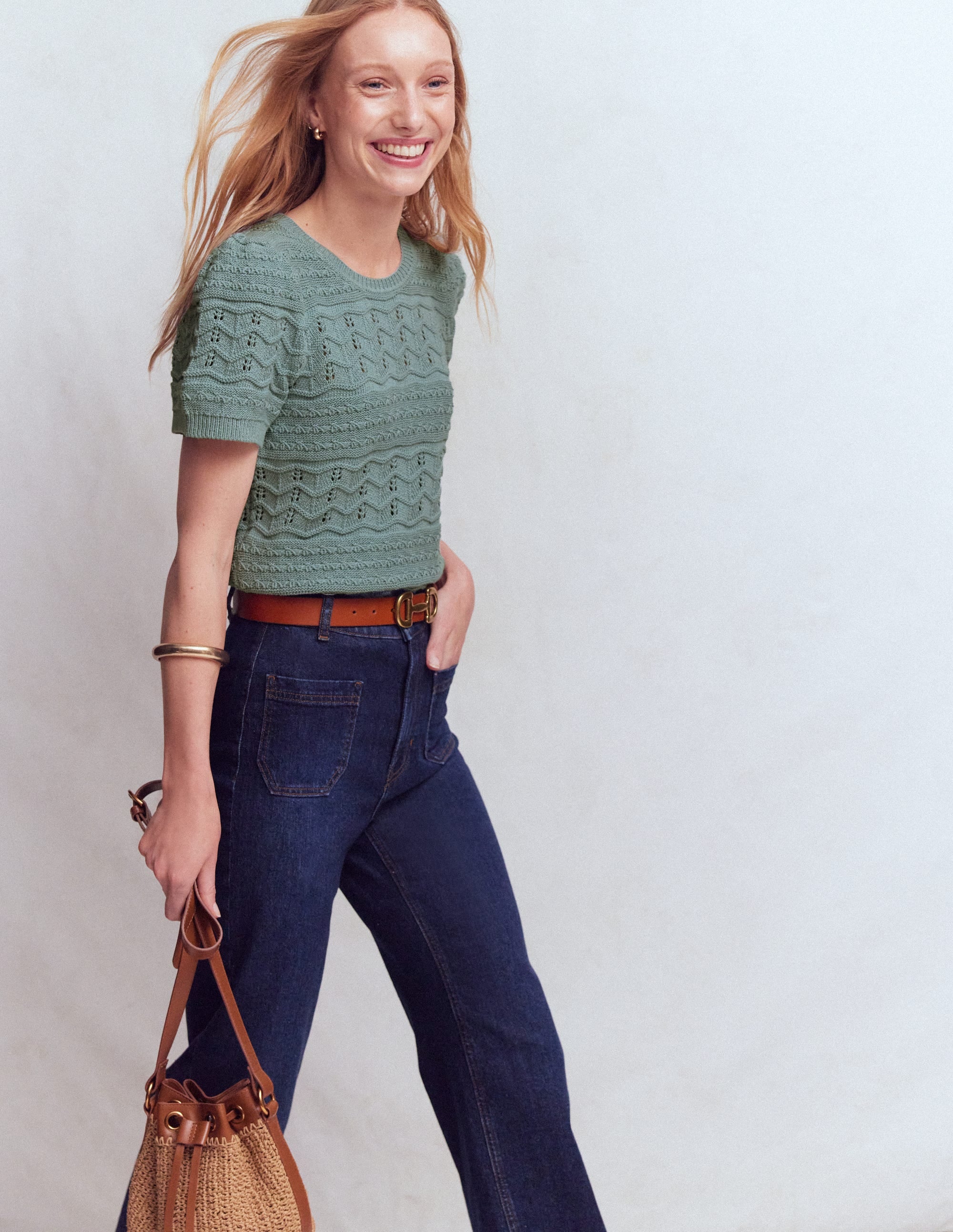 Monica Knitted T-Shirt-Blue - Image 1