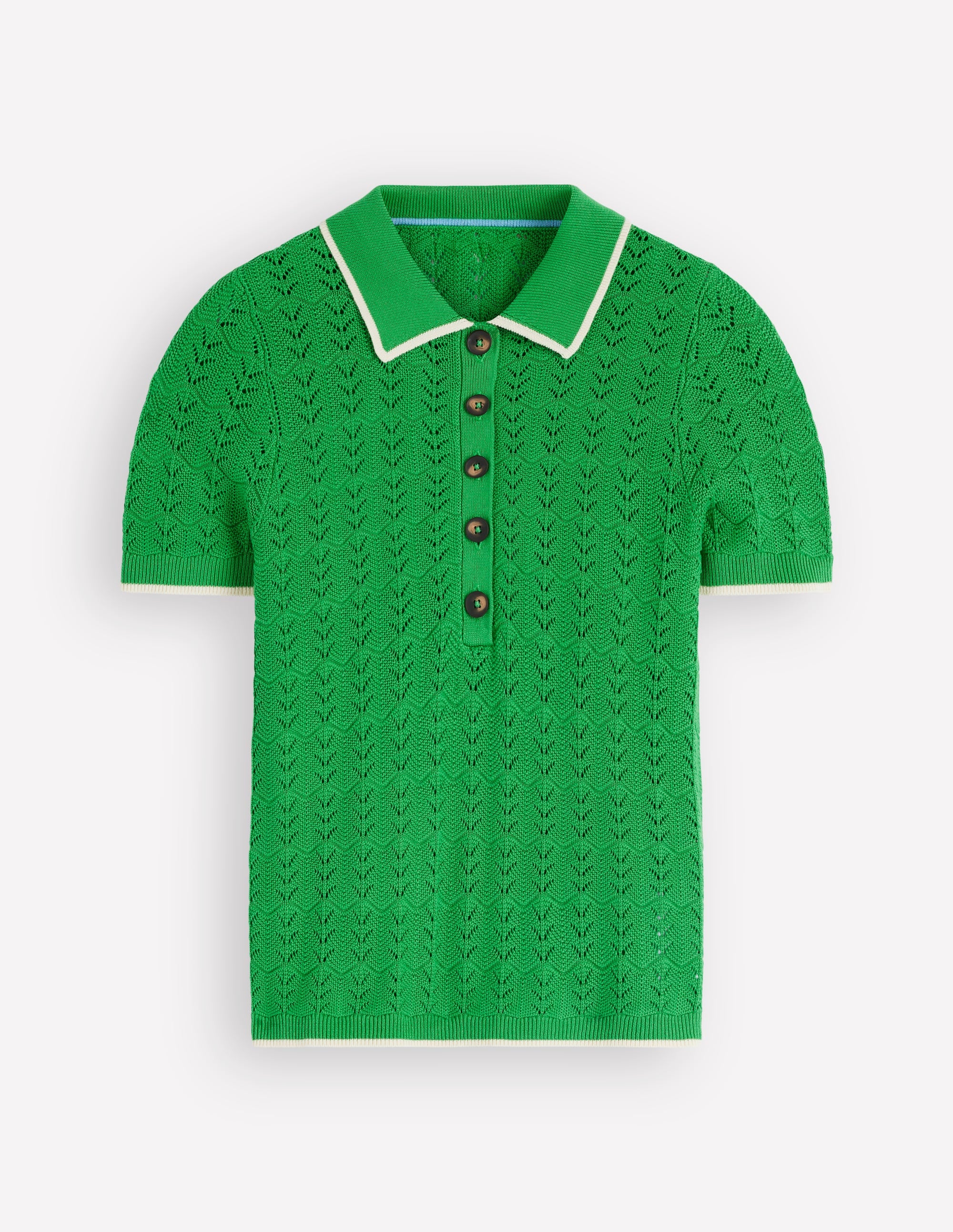 Pointelle Henley T-shirt-Online Lime - Image 7