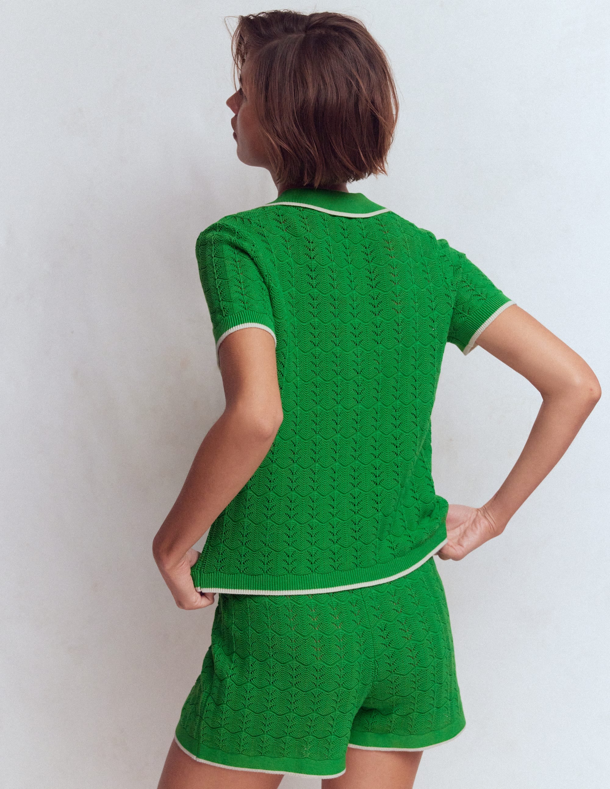 Pointelle Henley T-shirt-Online Lime - Image 3