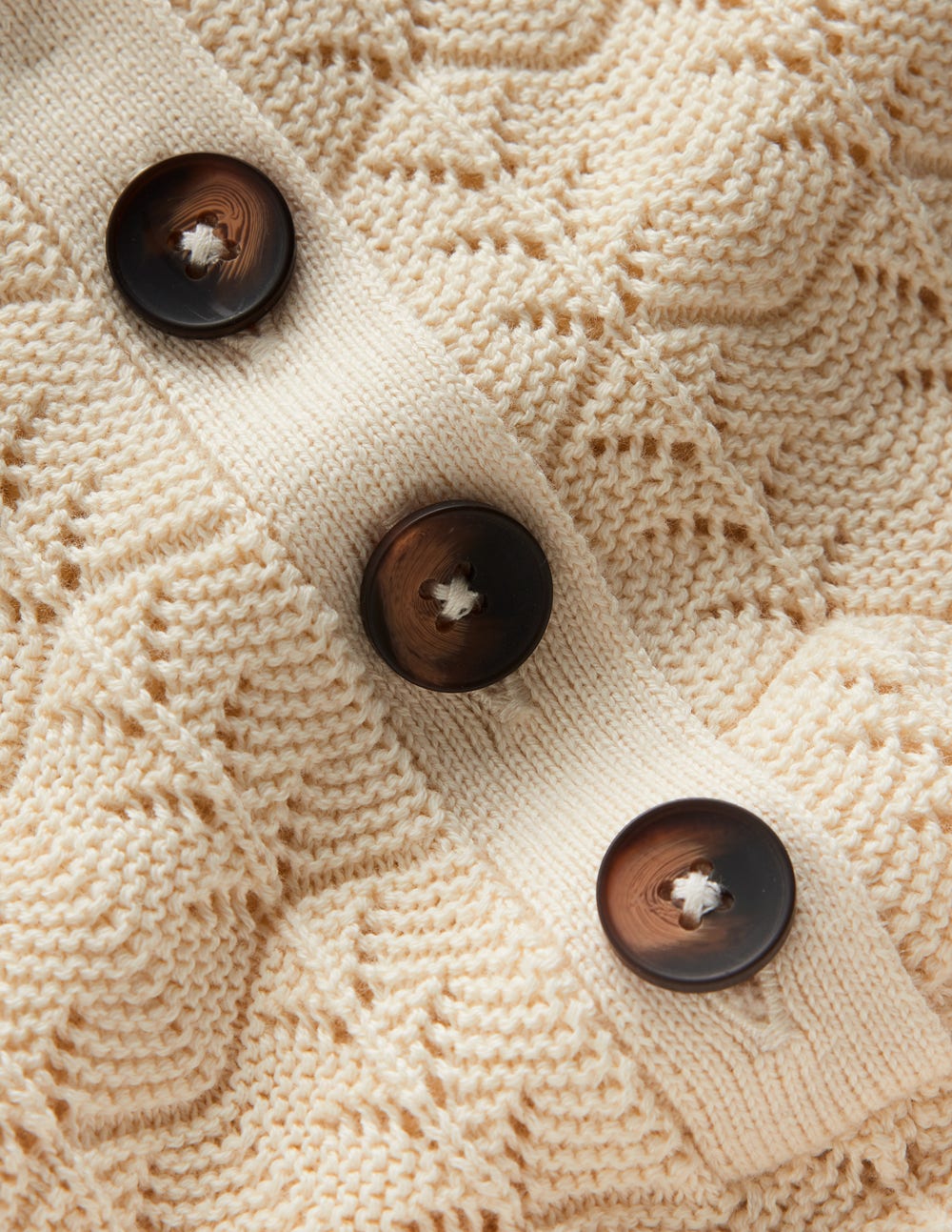 Pointelle Henley T-shirt-Cream-7