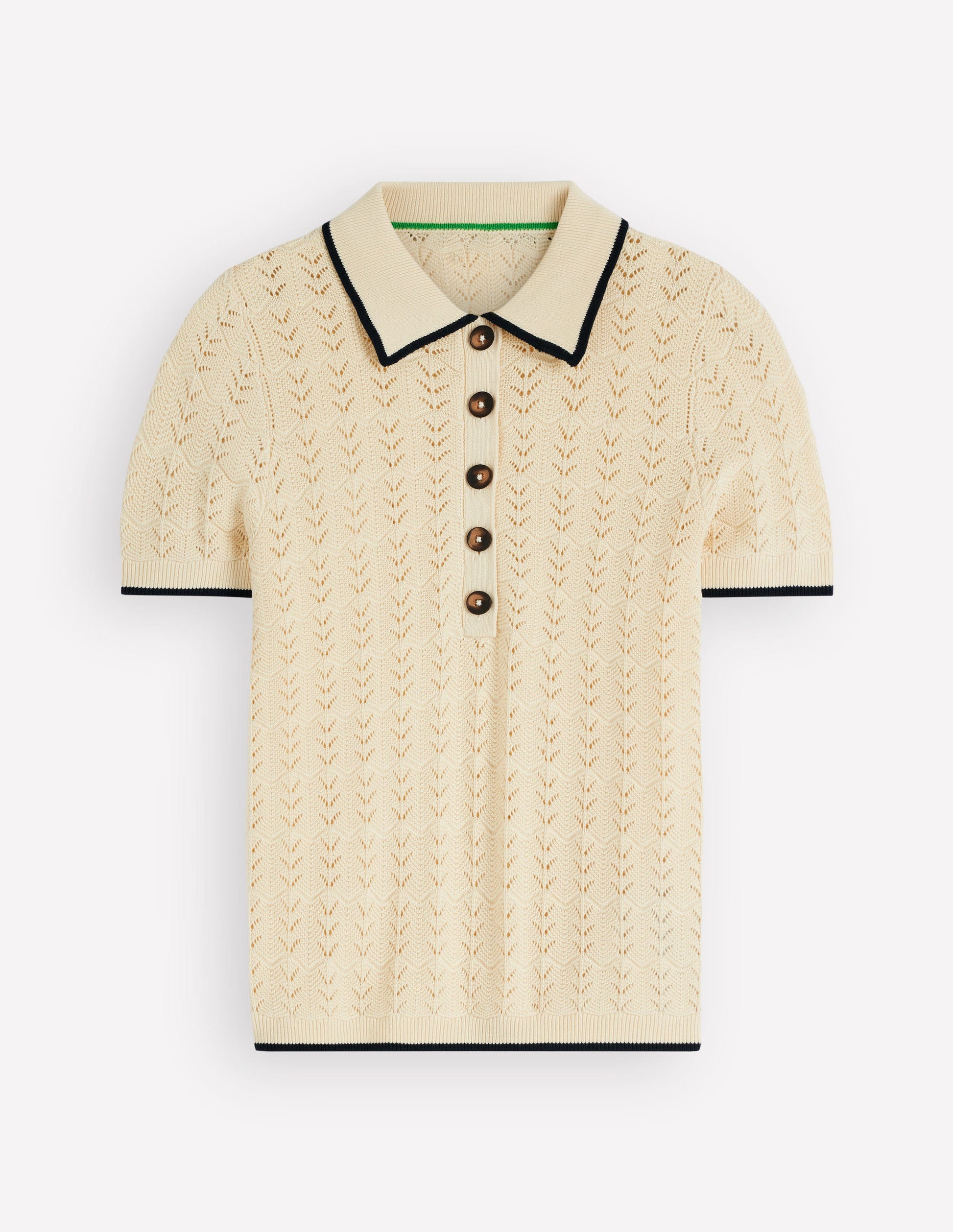 Pointelle Henley T-shirt-Cream-6