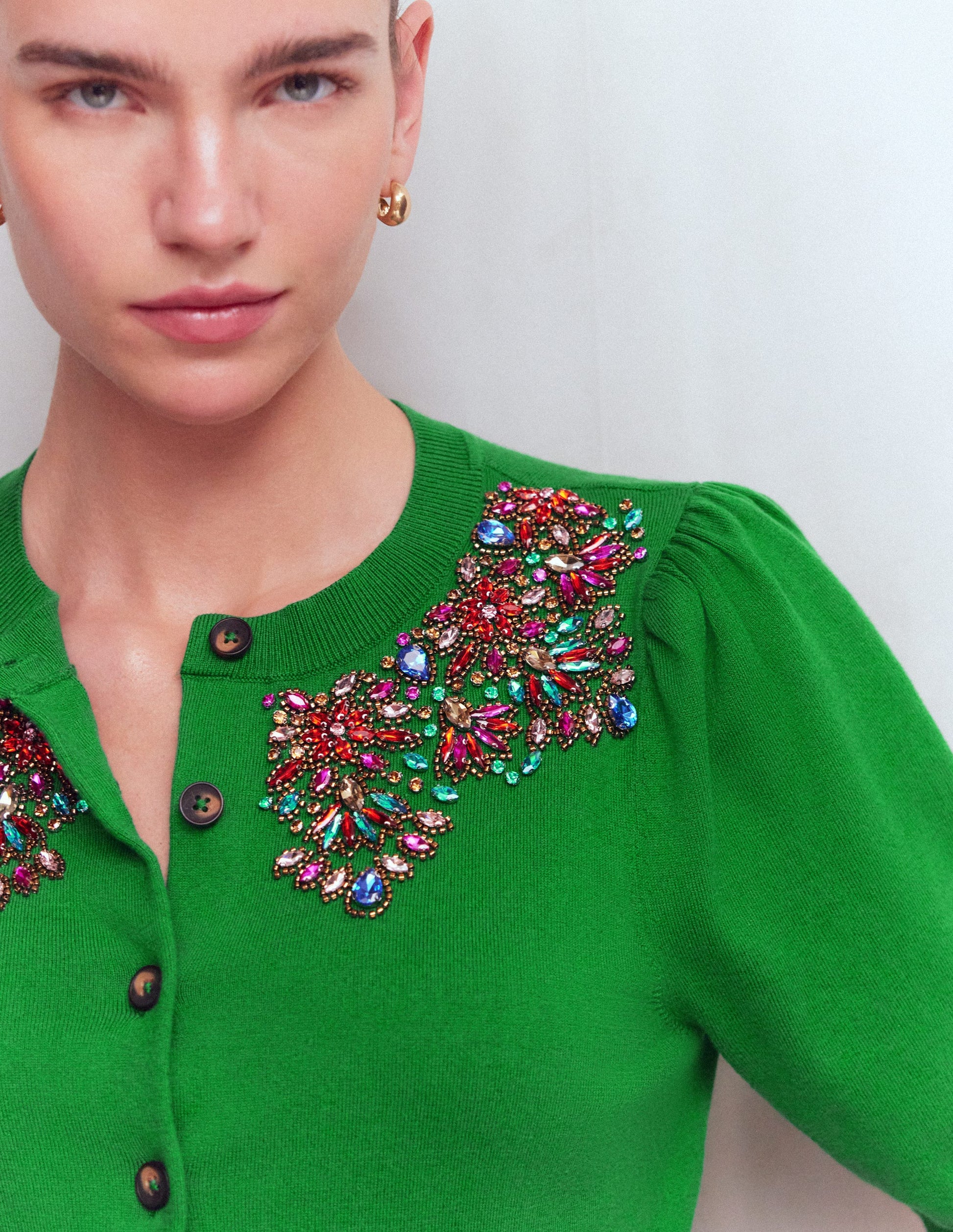 Nadia Embellished Cardigan-Green-2