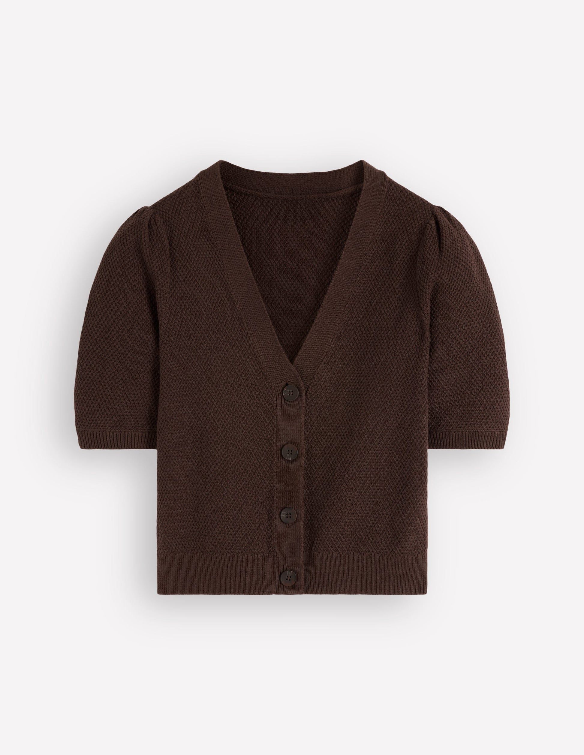 Hayley Cotton V-neck Cardigan-Espresso-6